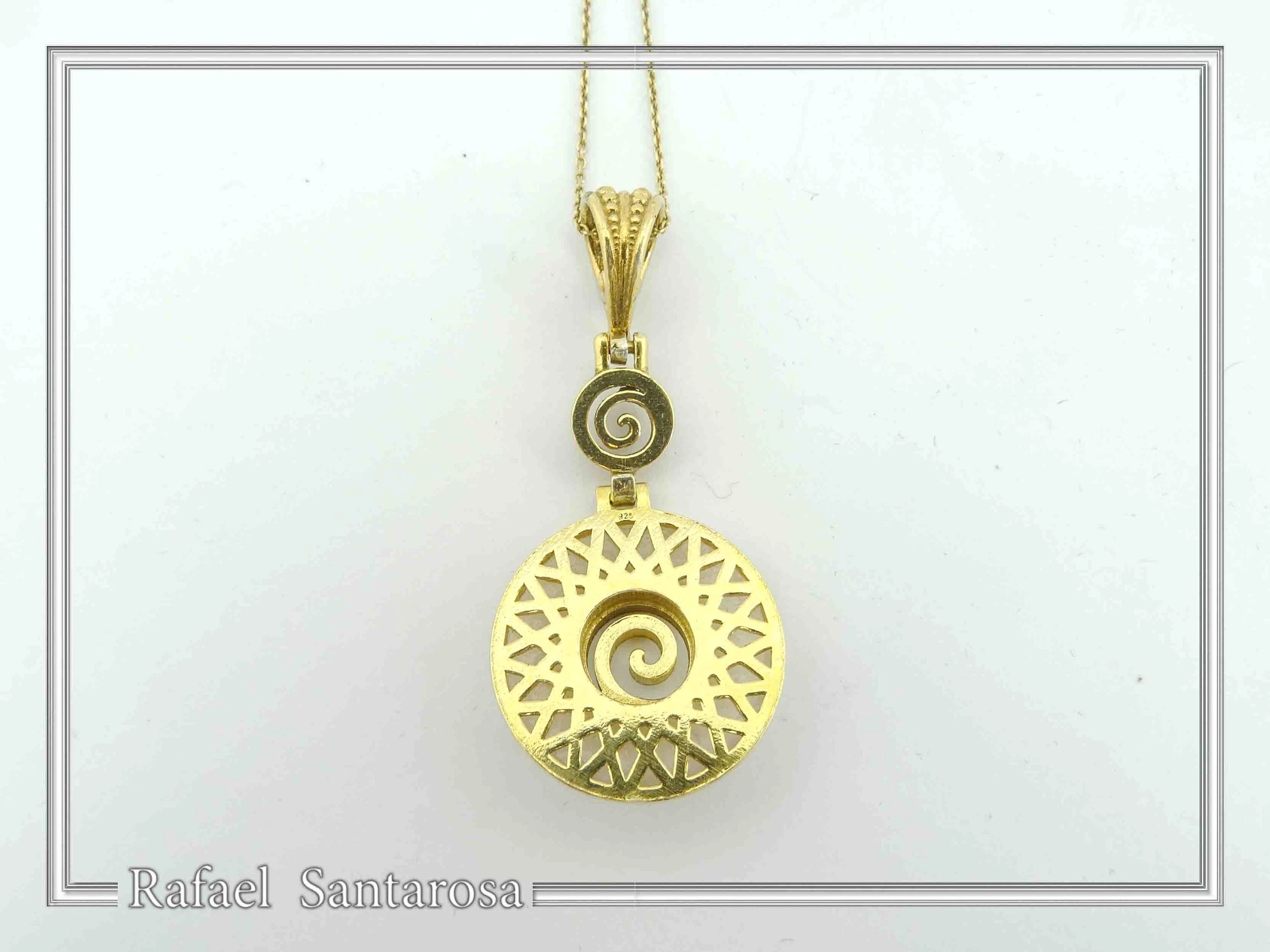 Greek Marble Sunflower Spiral Pendant: 18k Gold-Filled Sterling Silver Necklace — additional product image 6 from Rafael Santarosa Fine Jewelry
