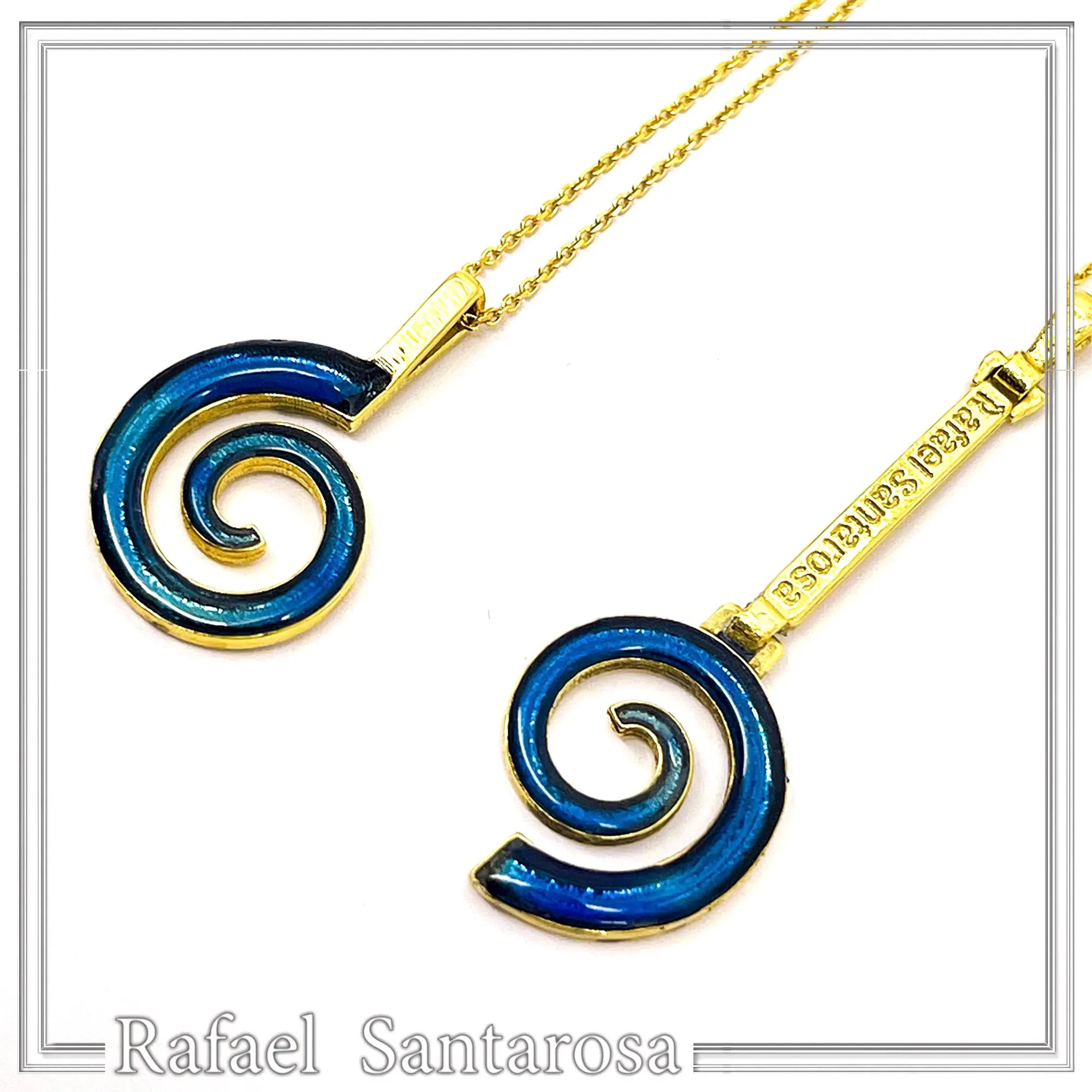 Eternity Symbol Spiral Necklace: Night Blue Transparent Enamel 18K Gold-Filled Sterling Silver Pendant — additional product image 4 from Rafael Santarosa Fine Jewelry