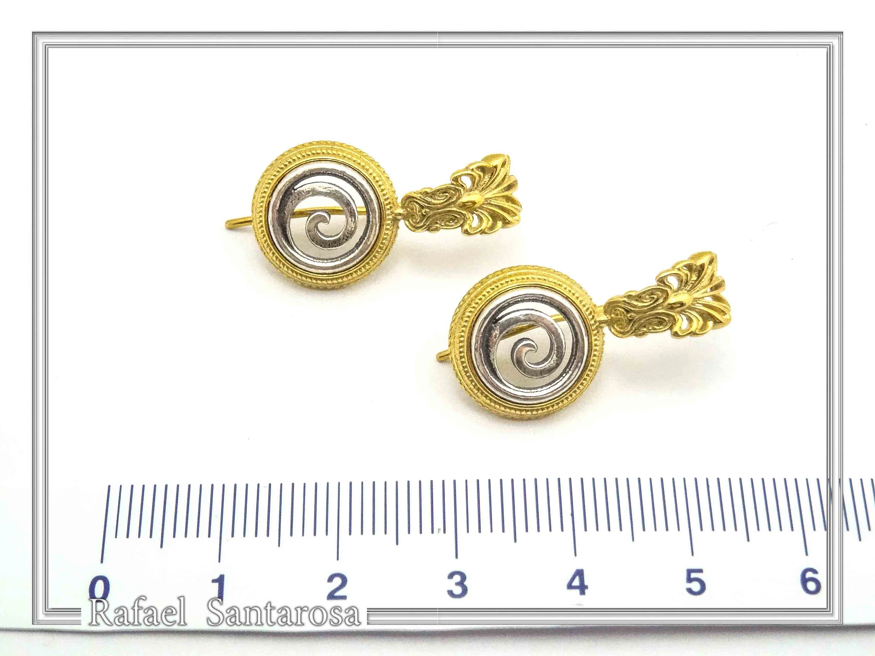 Antefix Greek Spiral Earrings, Sterling Silver, 18k Gold Filled, Hellenic eternity symbol Drop Earrings — additional product image 8 from Rafael Santarosa Fine Jewelry