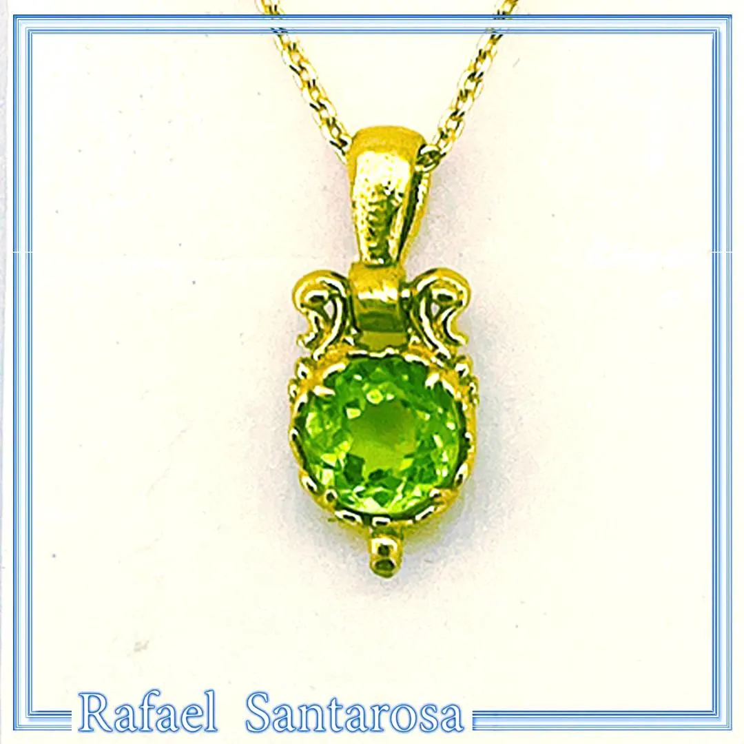 Filigree Genuine Peridot Byzantine Style Charm Necklace: 18K Gold-Filled Sterling Silver Pendant — additional product image 6 from Rafael Santarosa Fine Jewelry
