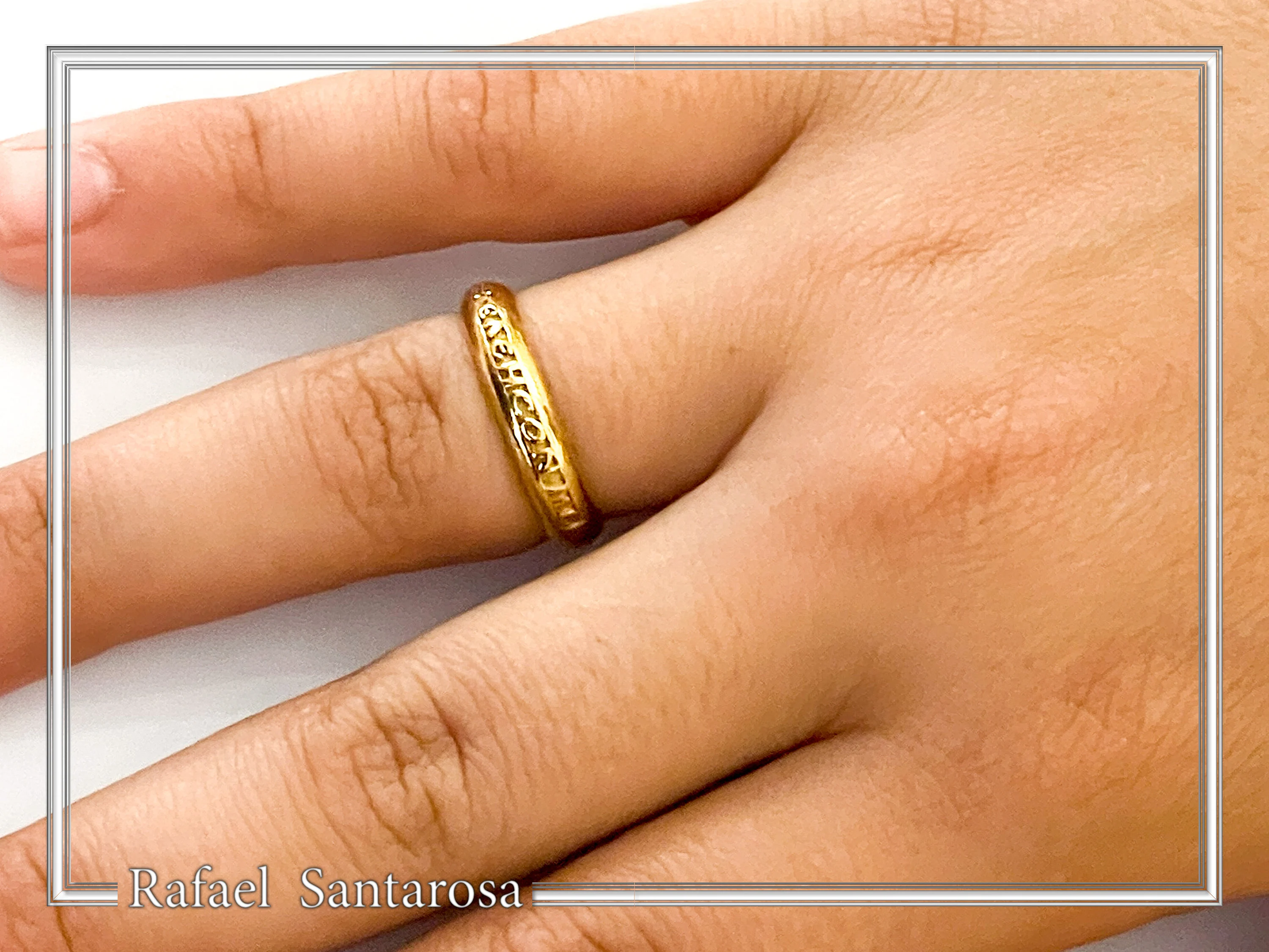 18k Solid Gold Jesus Have Mercy on Me Prayer Ring: Handcrafted Christian Wedding Band — additional product image 6 from Rafael Santarosa Fine Jewelry
