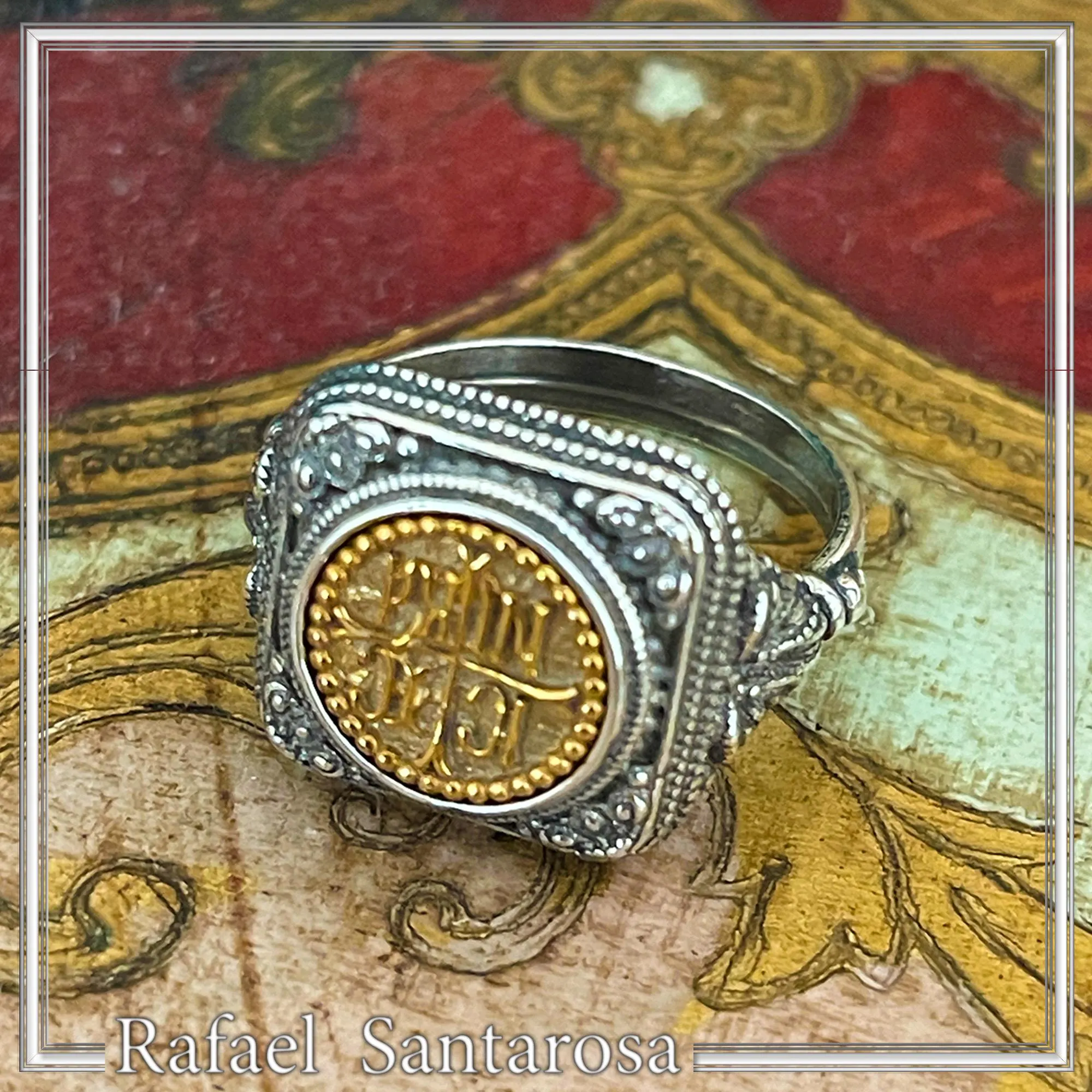 18K Sold Gold Jesus Victorious ICXC NIKA Ring: Oxidized Sterling Silver Byzantine Talisman — additional product image 7 from Rafael Santarosa Fine Jewelry