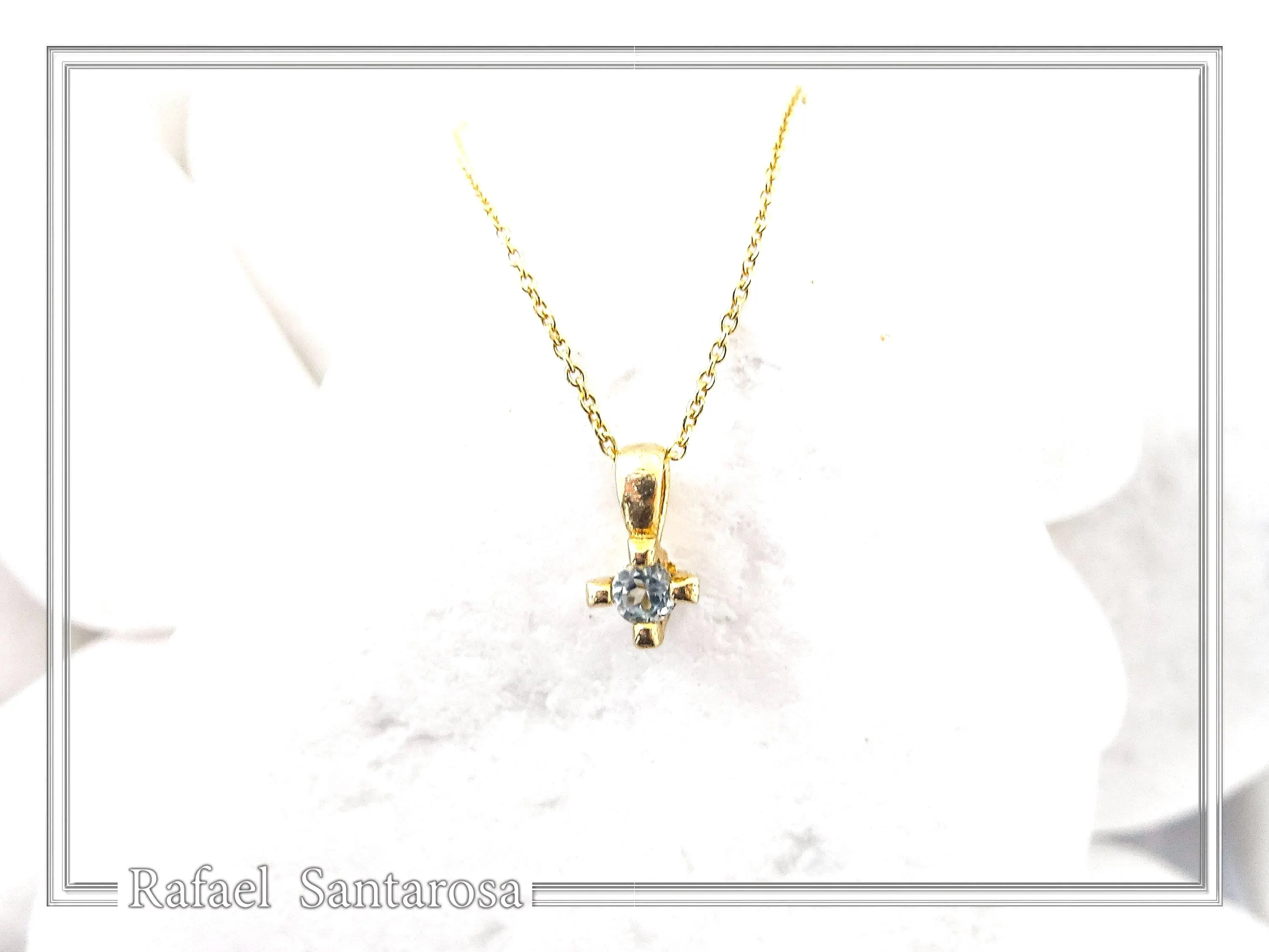 18K Solid Gold Tiny Minimal Natural Gemstone Pendant: Brillant cut Amethyst, Peridot, Garnet, Topaz — additional product image 5 from Rafael Santarosa Fine Jewelry