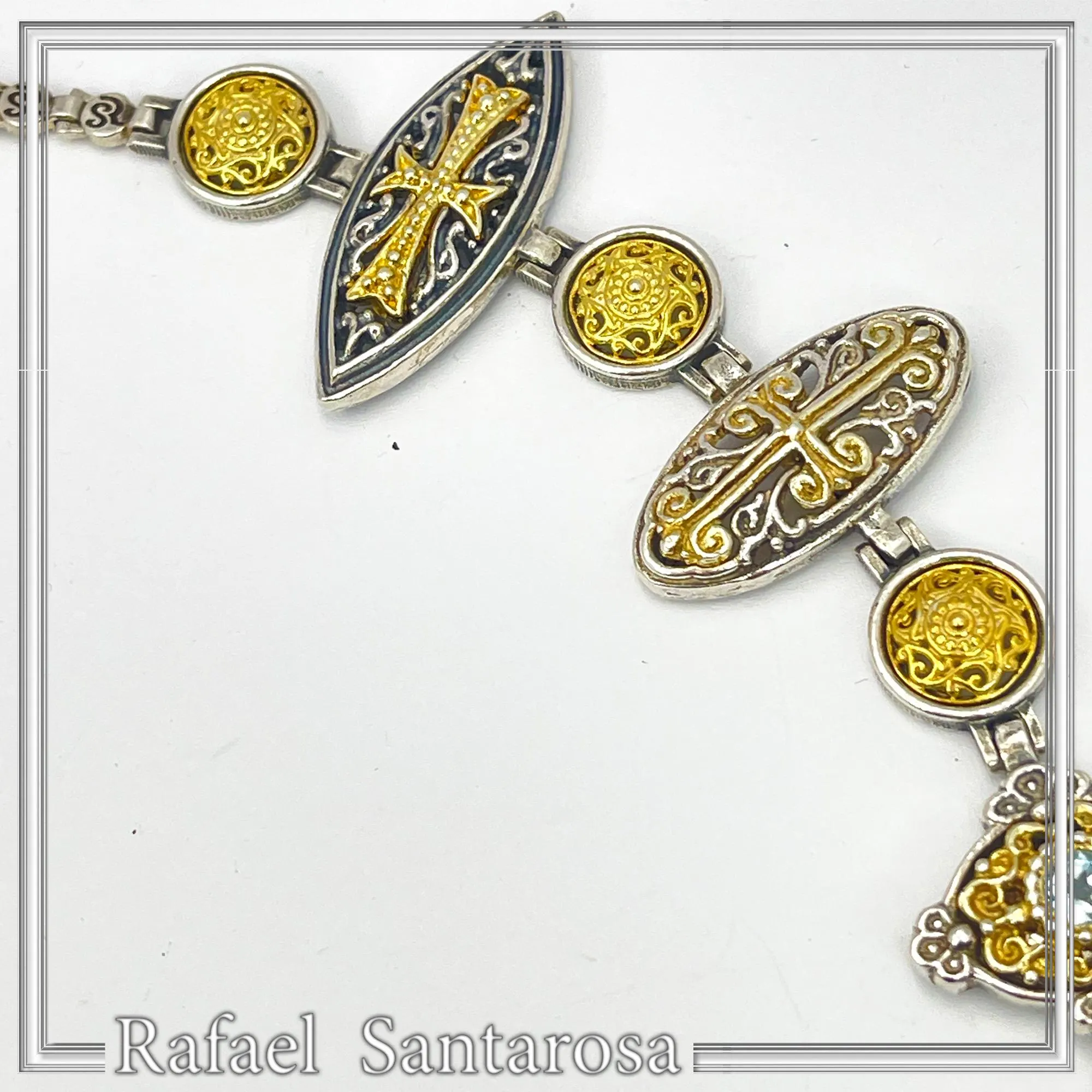 Handmade Byzantine Necklace Sterling Silver Oxidized 18K Gold Filled Topaz Amethyst Peridot Garnet Jewelry — additional product image 8 from Rafael Santarosa Fine Jewelry