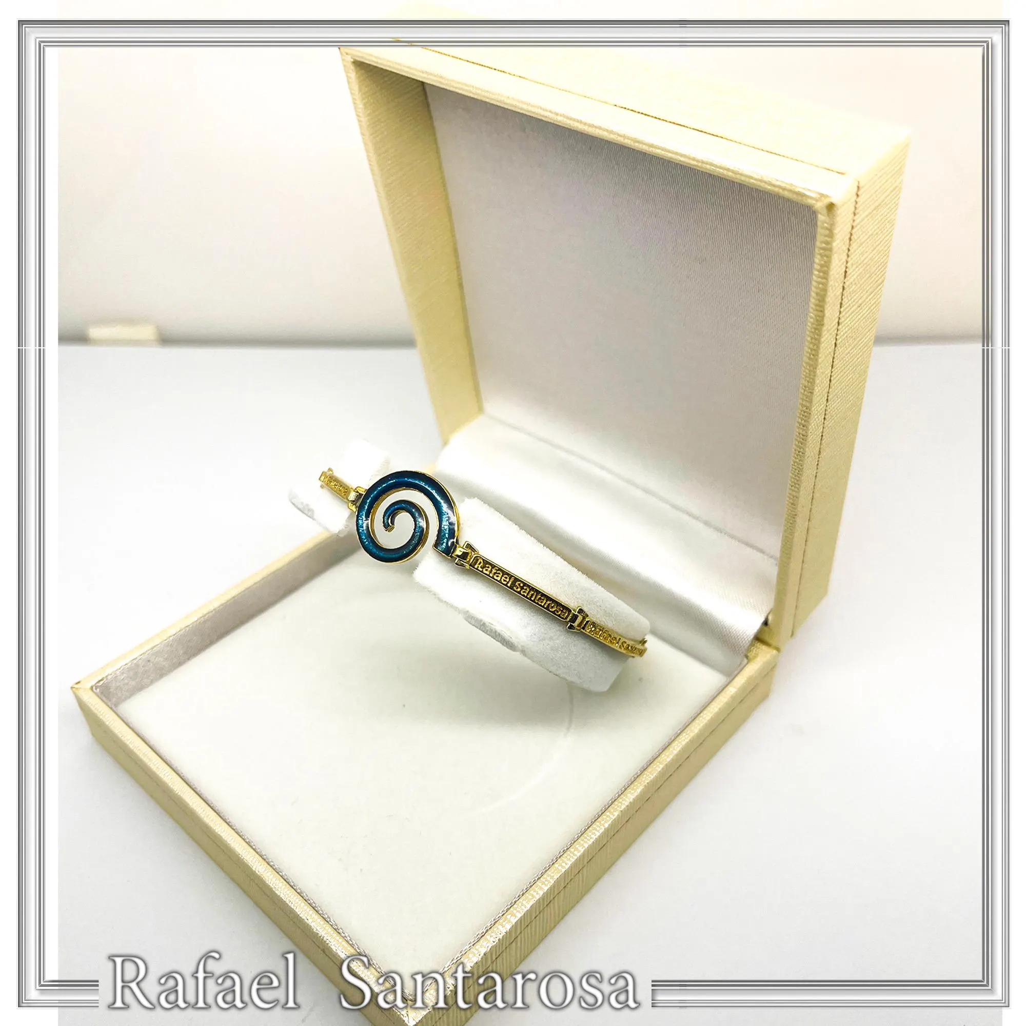 Spiral Sea Blue Enamel Charm Bracelet: Eternity Symbol of Galaxy 18K Gold Filled Silver — additional product image 8 from Rafael Santarosa Fine Jewelry