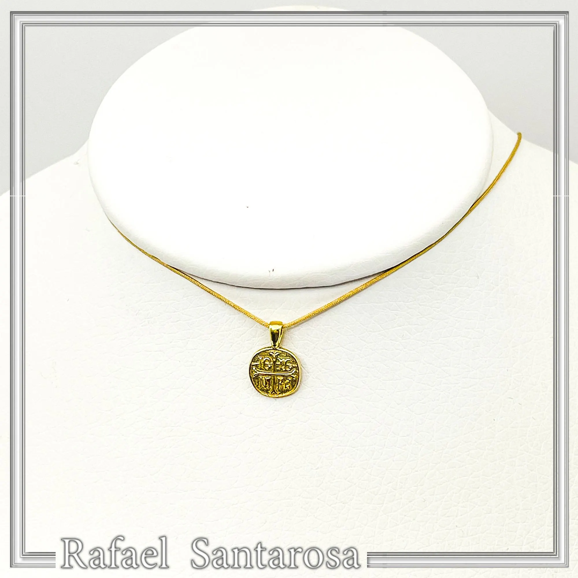 Extra Tiny Protection cross Konstantinato coin icxc nika necklace gold filled silver. — additional product image 4 from Rafael Santarosa Fine Jewelry