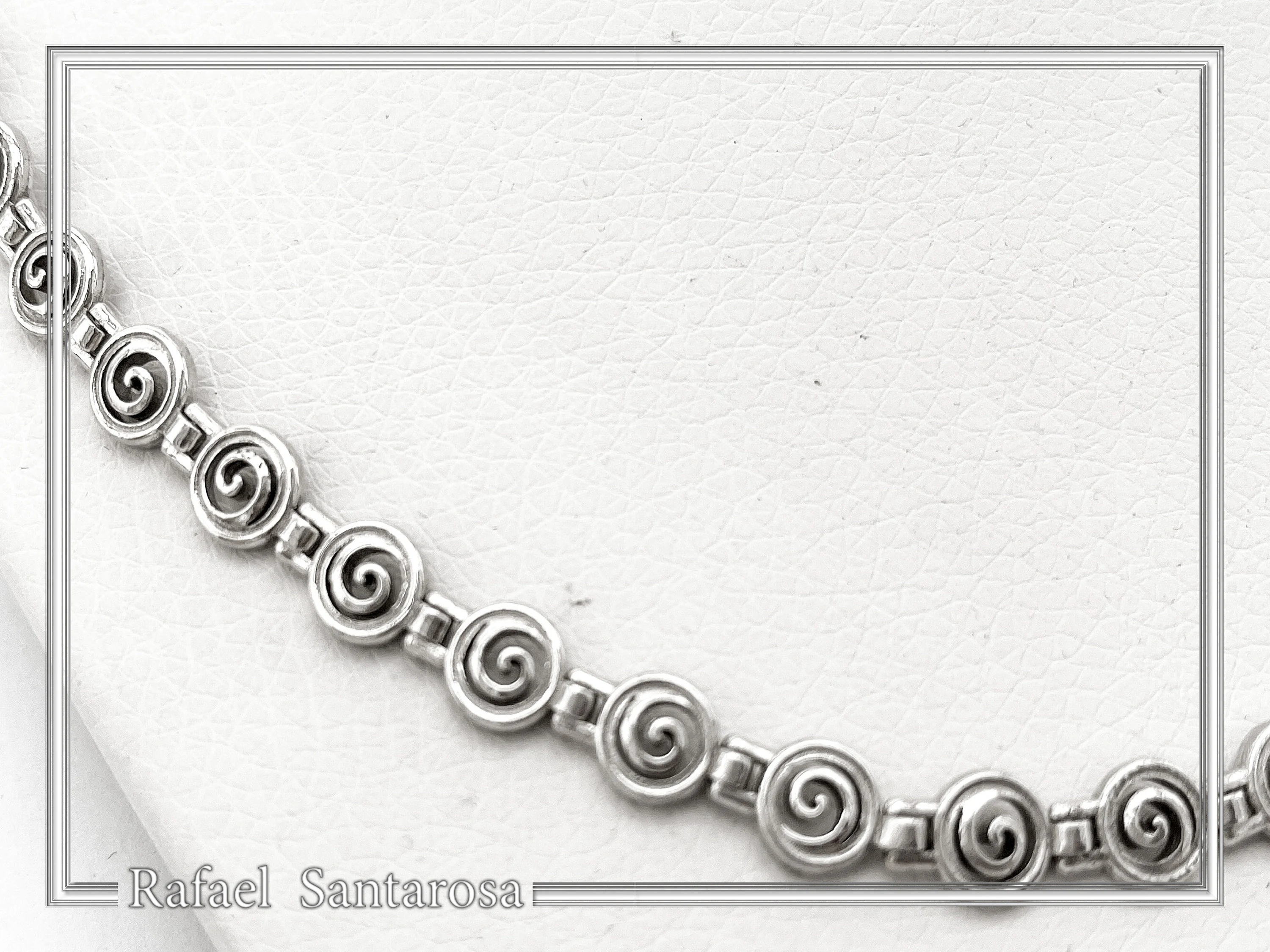 Spiral Eternity Symbol Beaded Necklace: Ancient Greek Museum Replica Jewelry Oxidized Sterling Silver — additional product image 5 from Rafael Santarosa Fine Jewelry