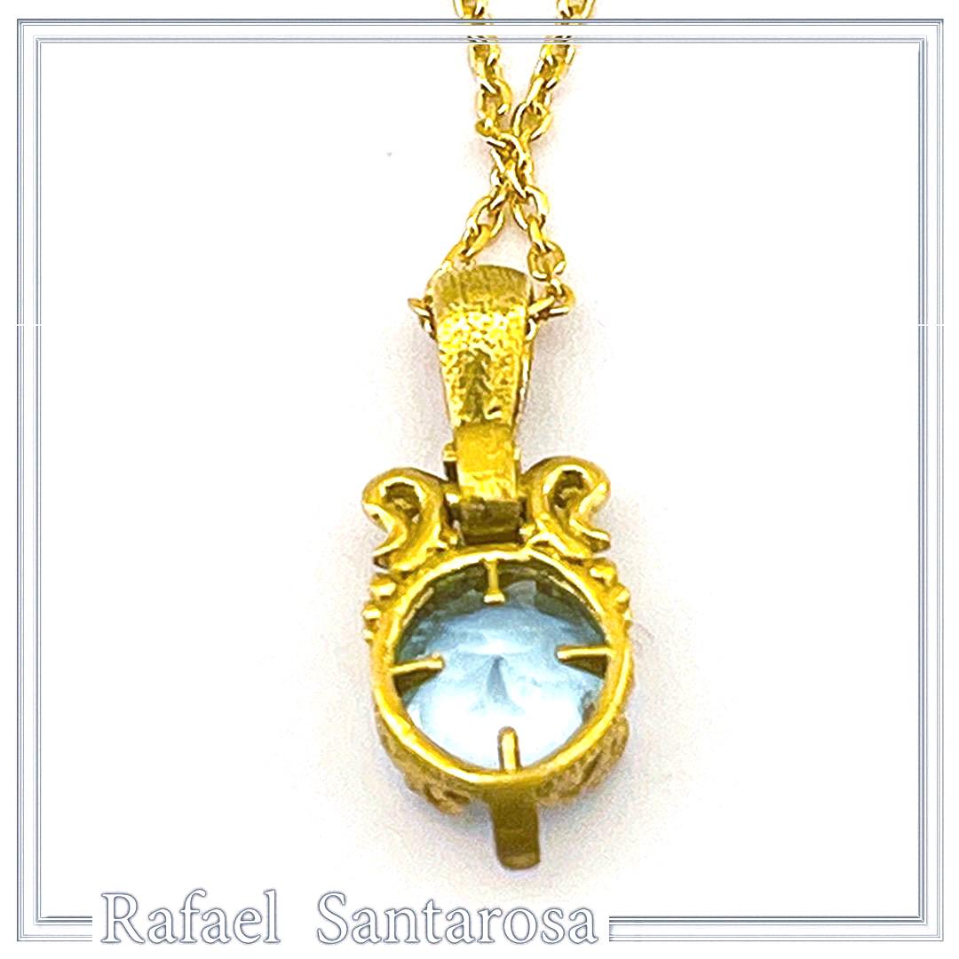 Natural Topaz Filigree Charm Necklace: 18K Gold-Filled Sterling Silver Delicate Tiny Pendant — additional product image 9 from Rafael Santarosa Fine Jewelry