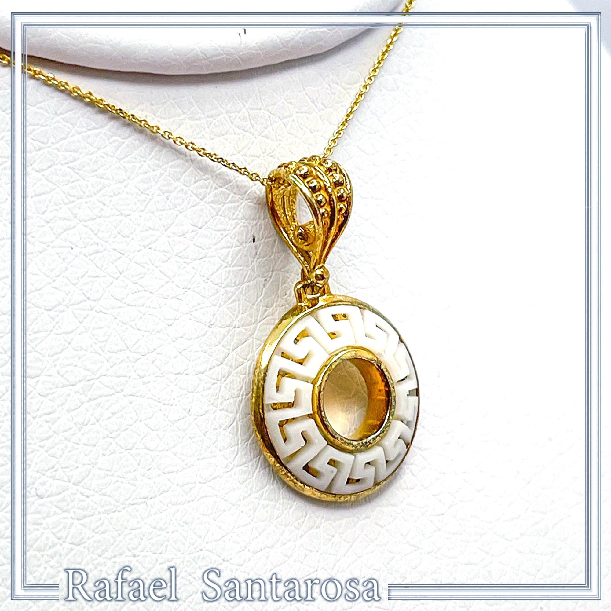 Greek Key Maiandros Marble Sculptured Pendant: 18K Gold Filled Sterling Silver Museum Inspired Necklace — additional product image 3 from Rafael Santarosa Fine Jewelry