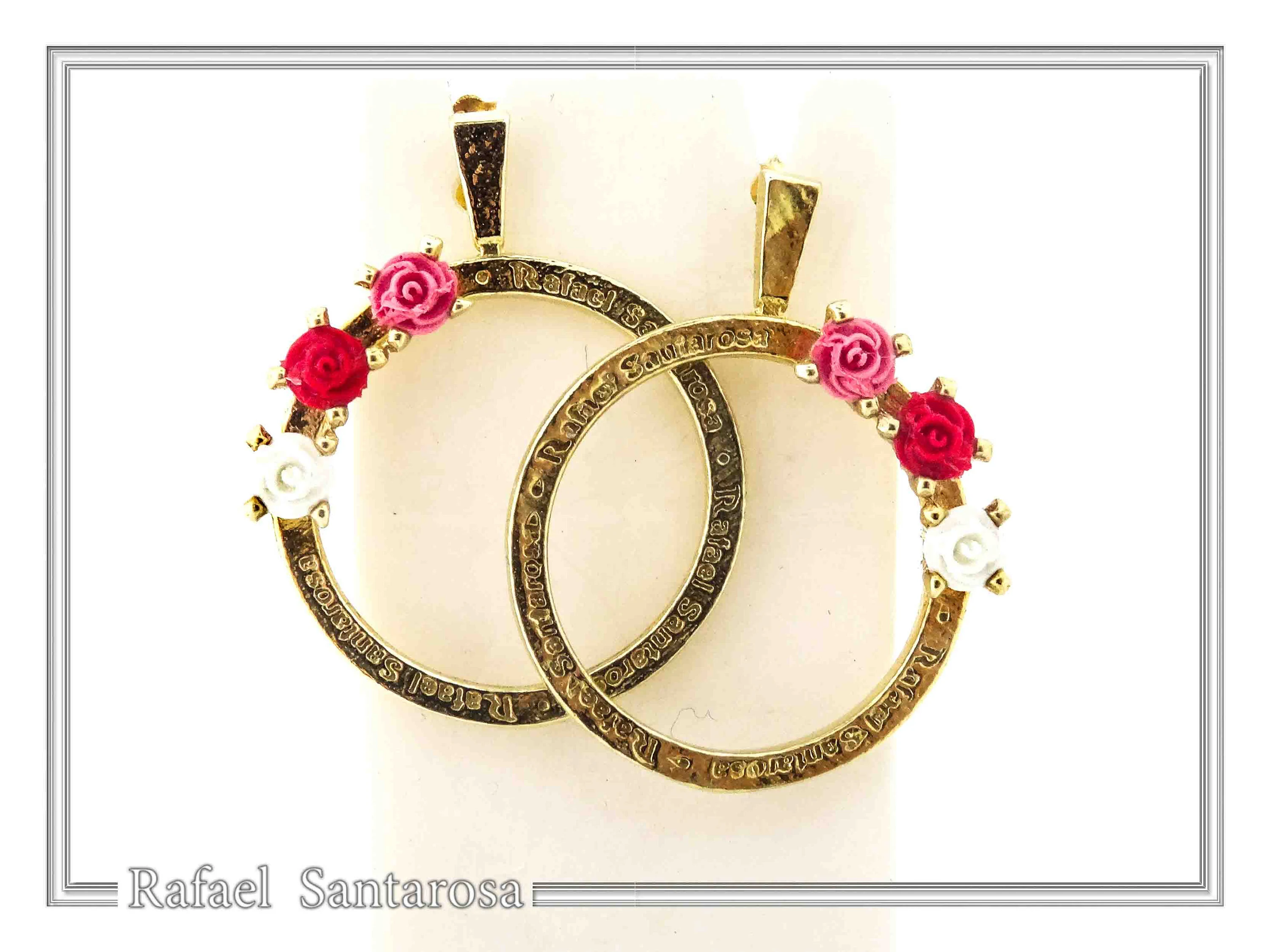 Alabaster Rose Flowers Gems Hoops Floral Earrings for Girls: Sterling Silver 18K Gold Filled — additional product image 5 from Rafael Santarosa Fine Jewelry