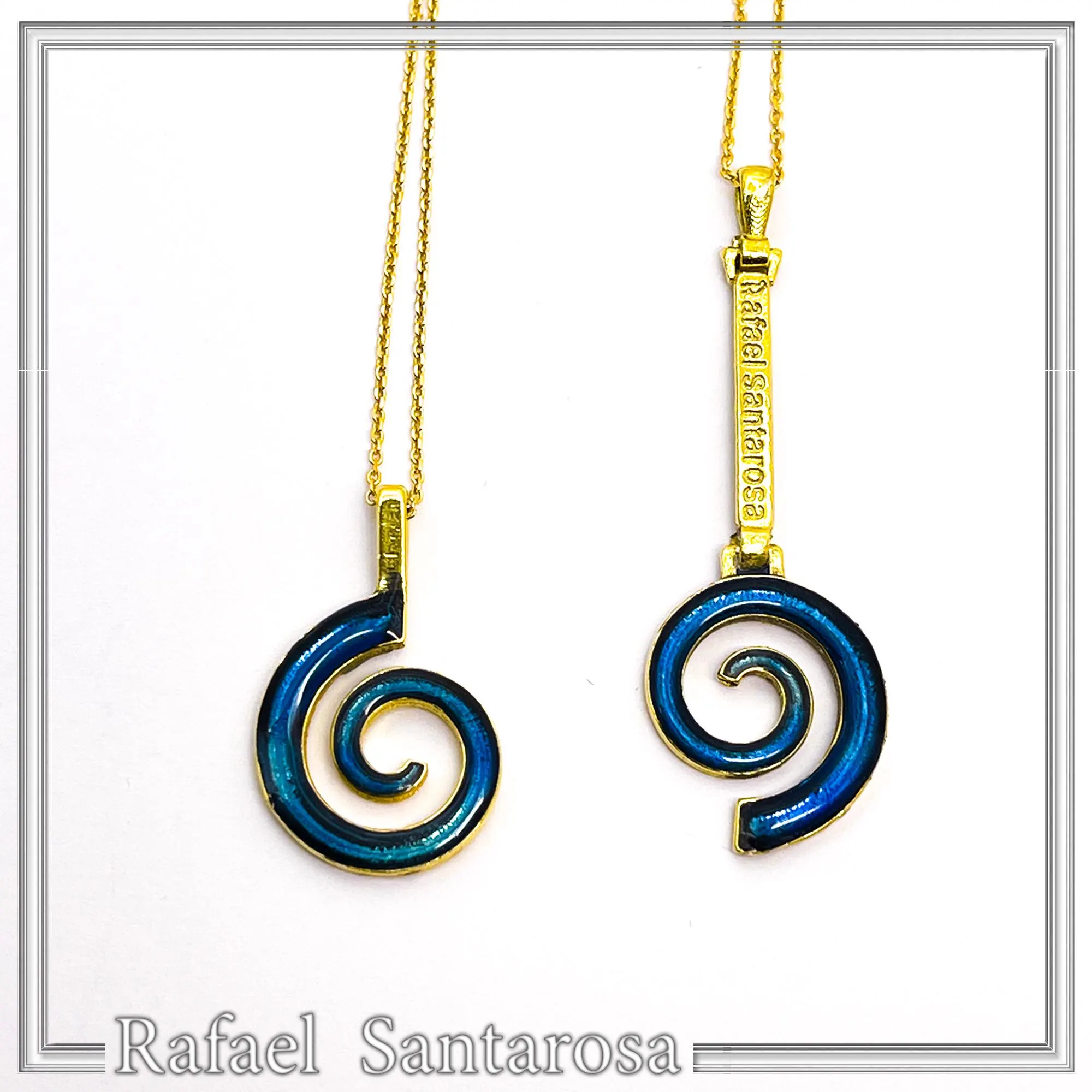 Eternity Symbol Spiral Necklace: Night Blue Transparent Enamel 18K Gold-Filled Sterling Silver Pendant — additional product image 7 from Rafael Santarosa Fine Jewelry