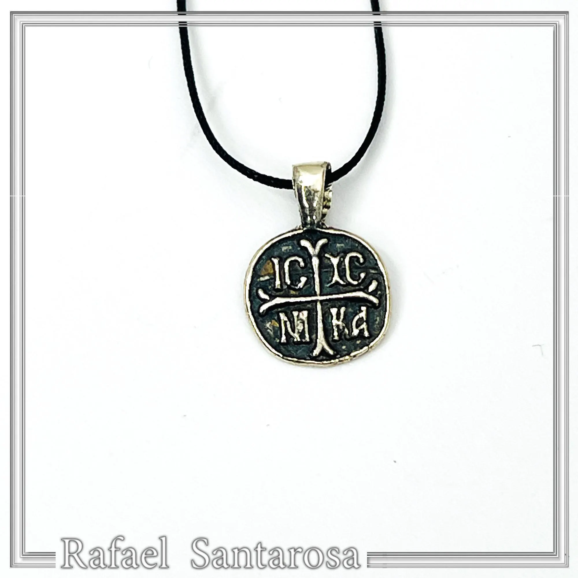 Extra Tiny Protection cross coin Jesus Christ Wins icxc nika necklace Talisman sterling silver. — additional product image 2 from Rafael Santarosa Fine Jewelry