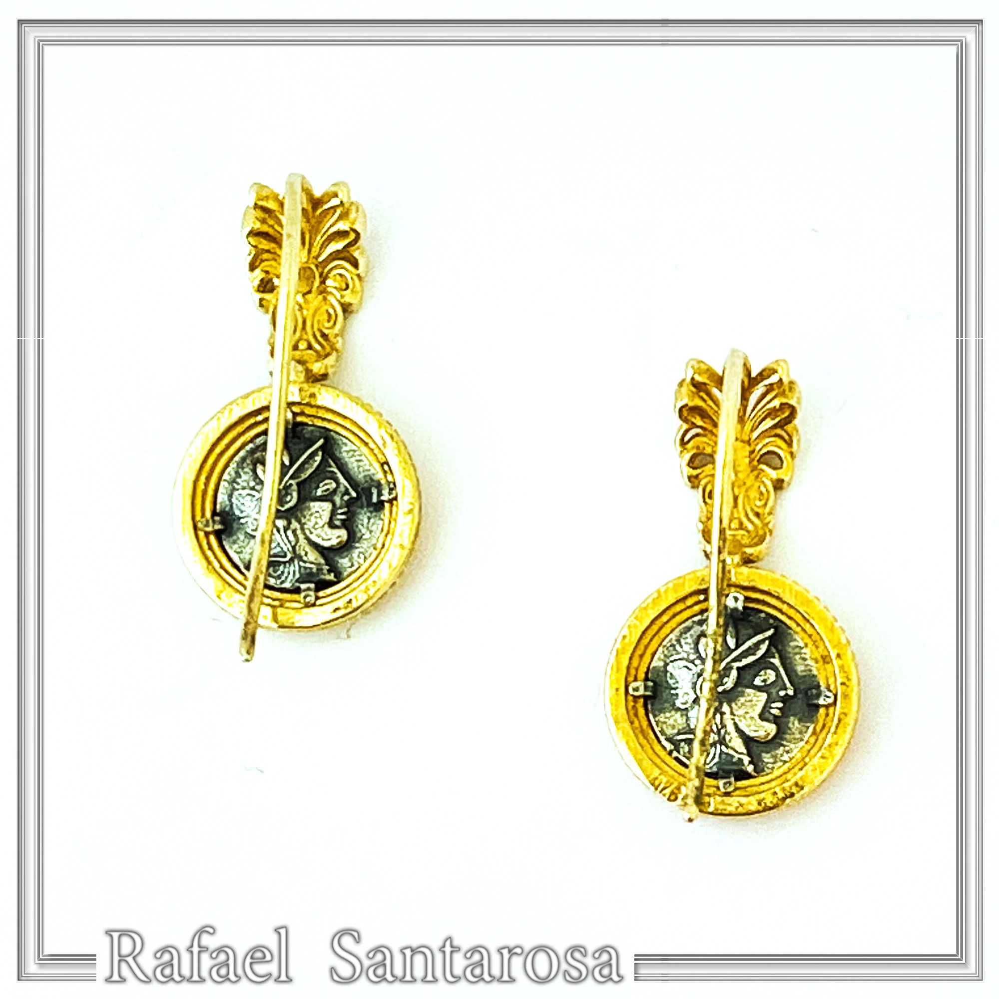 Athena Owl Coin Tetradrachm Antefix Earrings: Oxidised & 18K Gold-Filled Sterling Silver, Museum Replica — additional product image 8 from Rafael Santarosa Fine Jewelry