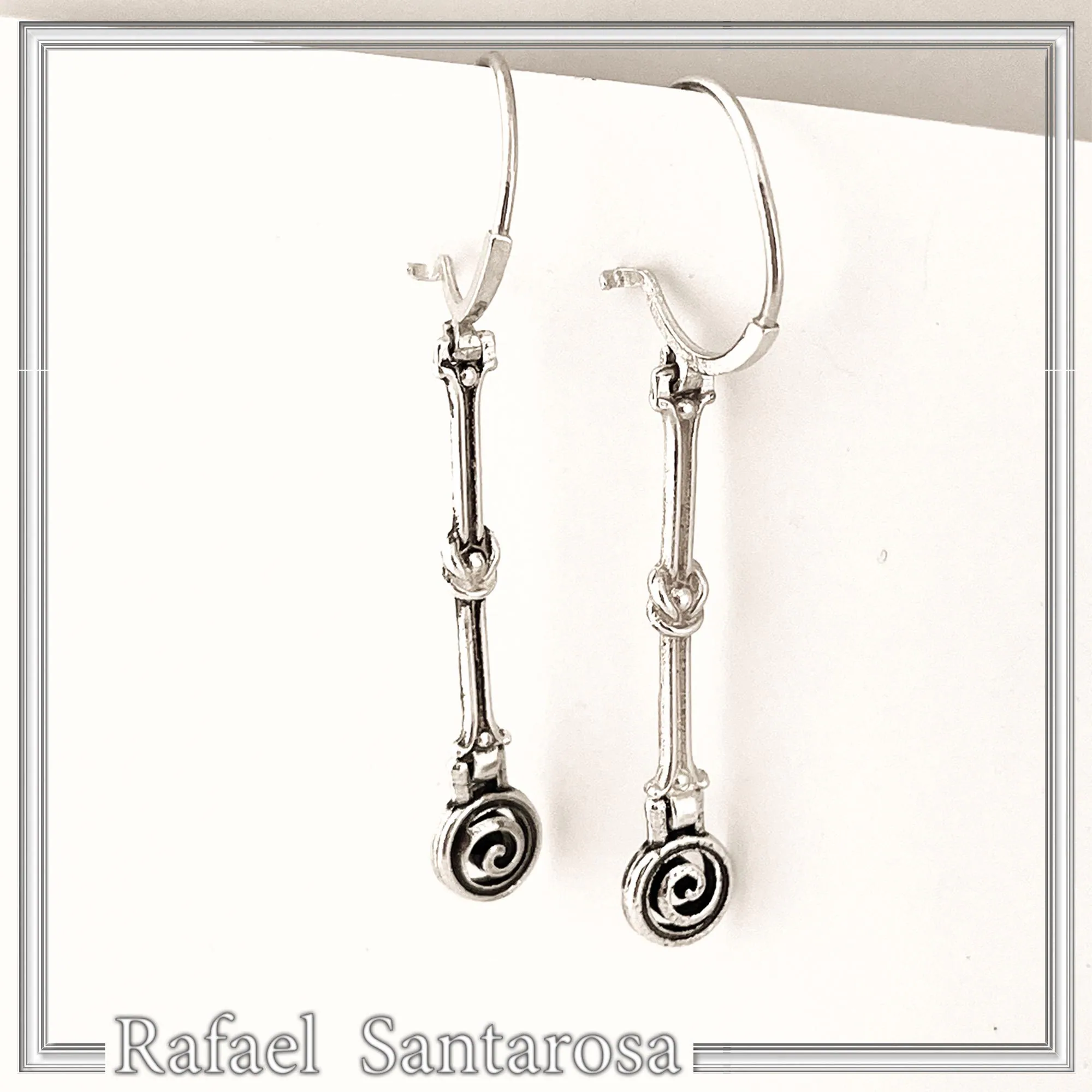 Spiral Dangle Earrings with Hercules Knot design: Sterling Silver Ancient Greek Museum Jewelry — additional product image 7 from Rafael Santarosa Fine Jewelry