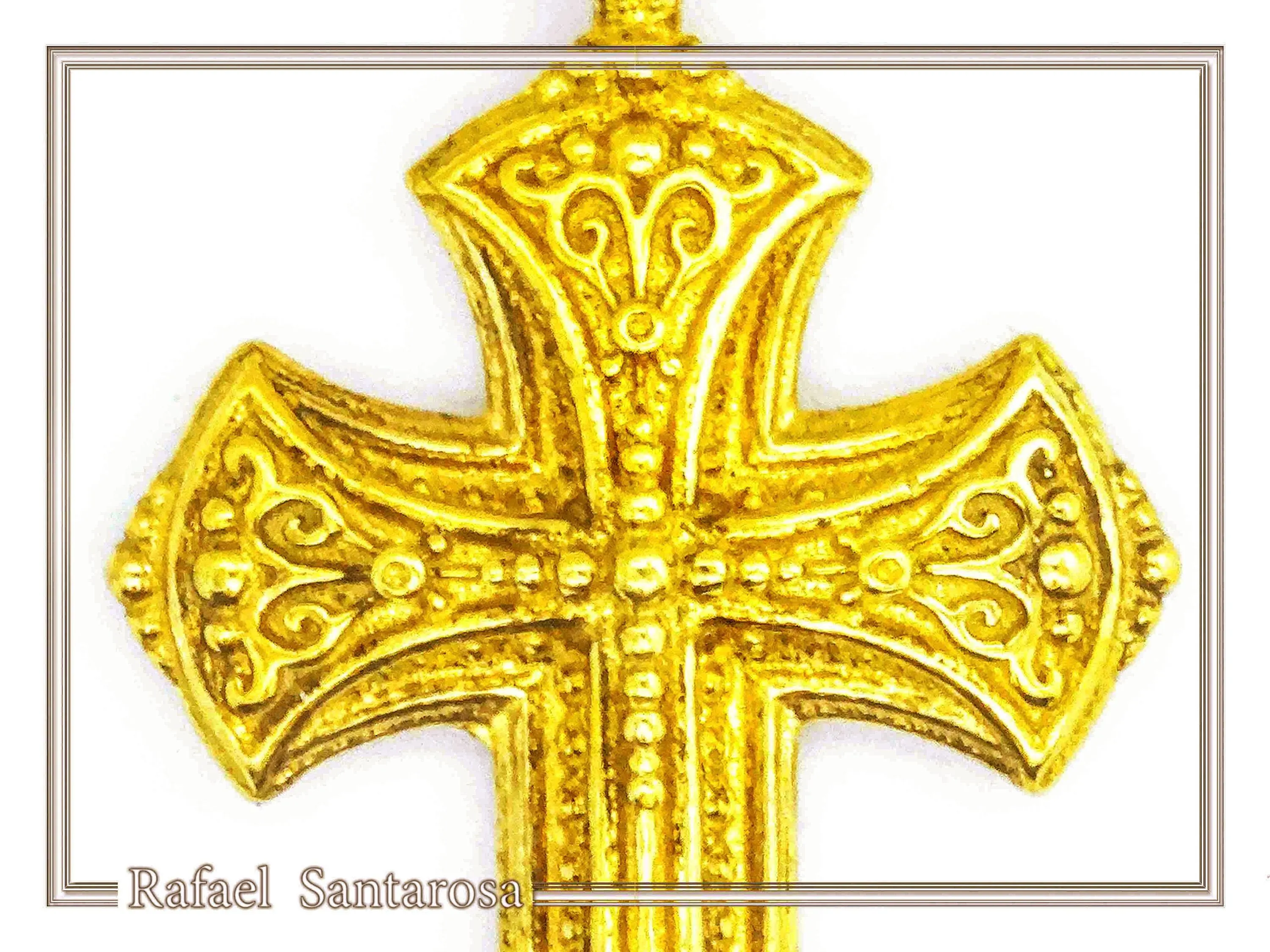 Religious Byzantine Filigree Ornaments Cross Necklace: Sterling Silver Oxidised or 18K Gold Filled Pendant — additional product image 3 from Rafael Santarosa Fine Jewelry