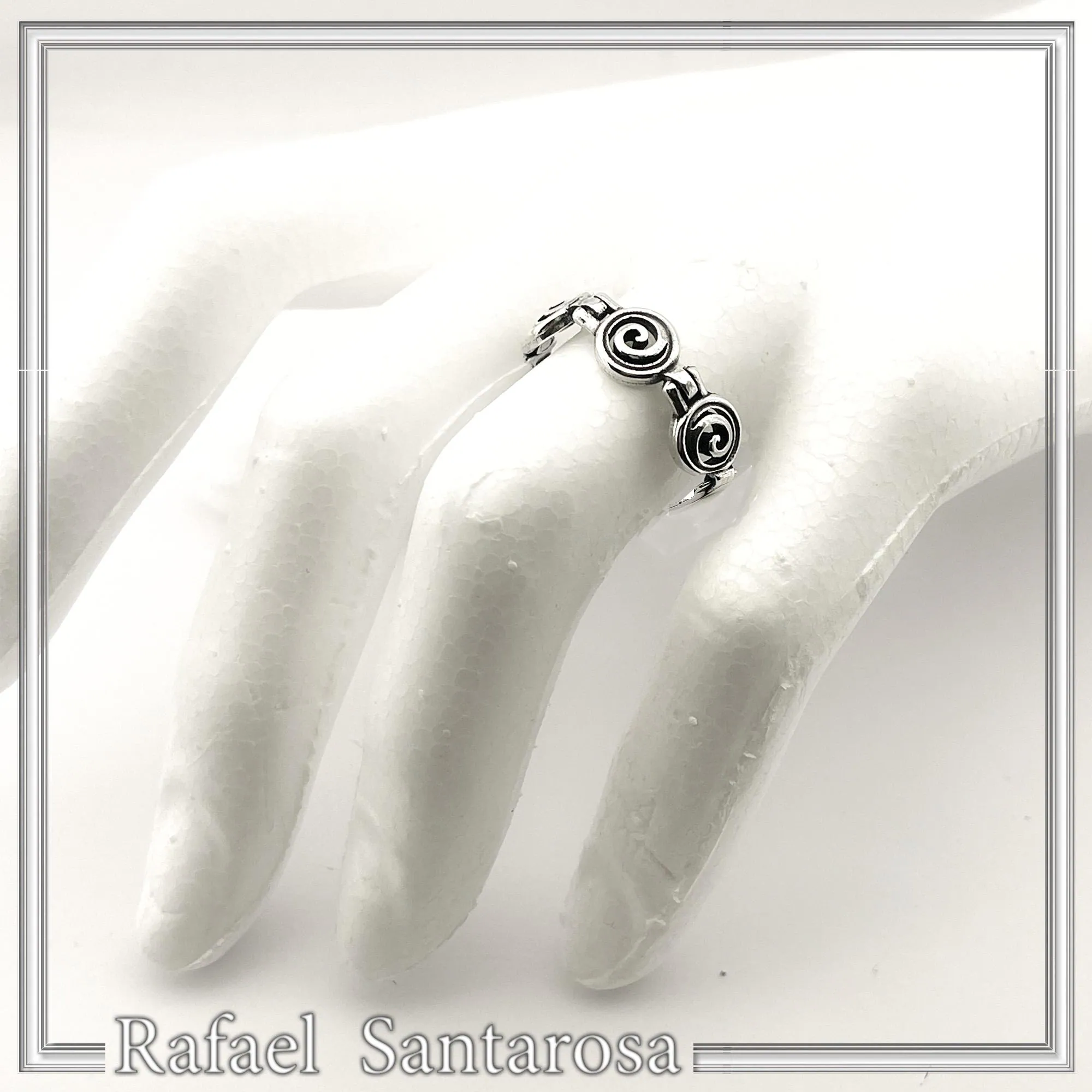 Spiral Eternity Symbol Beaded Ring: Handmade Oxidized Sterling Silver — additional product image 3 from Rafael Santarosa Fine Jewelry