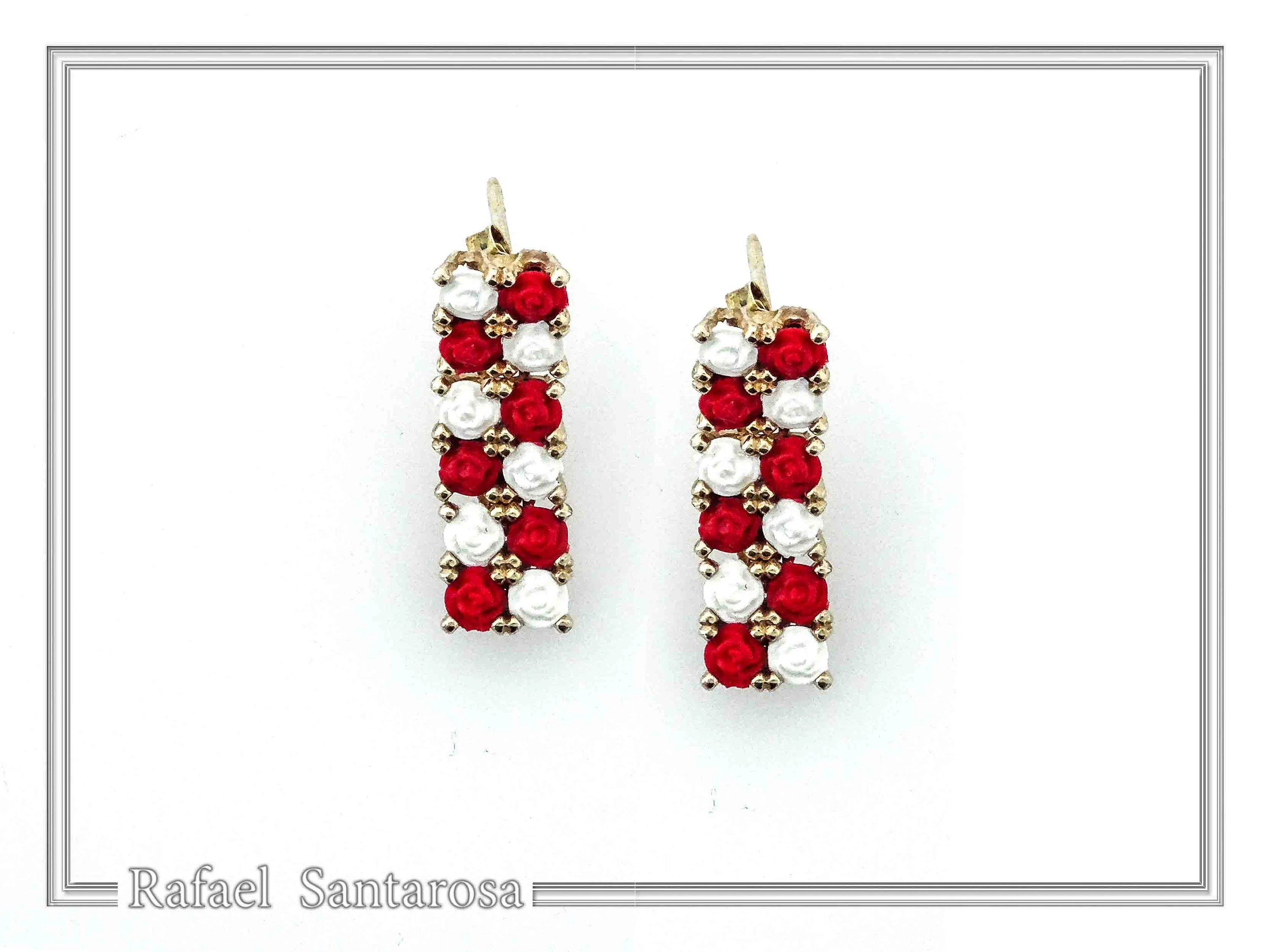 Rose Flowers alabaster gems pave Earrings: Sterling Silver Gold-Filled Floral Studs — additional product image 3 from Rafael Santarosa Fine Jewelry