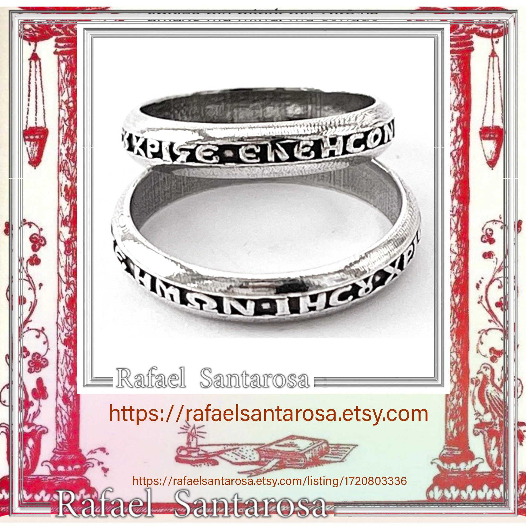 Oxidized Sterling Silver Orthodox Prayer "Kyrie Eleison" Band Ring: Handmade Religious Jewelry — additional product image 10 from Rafael Santarosa Fine Jewelry