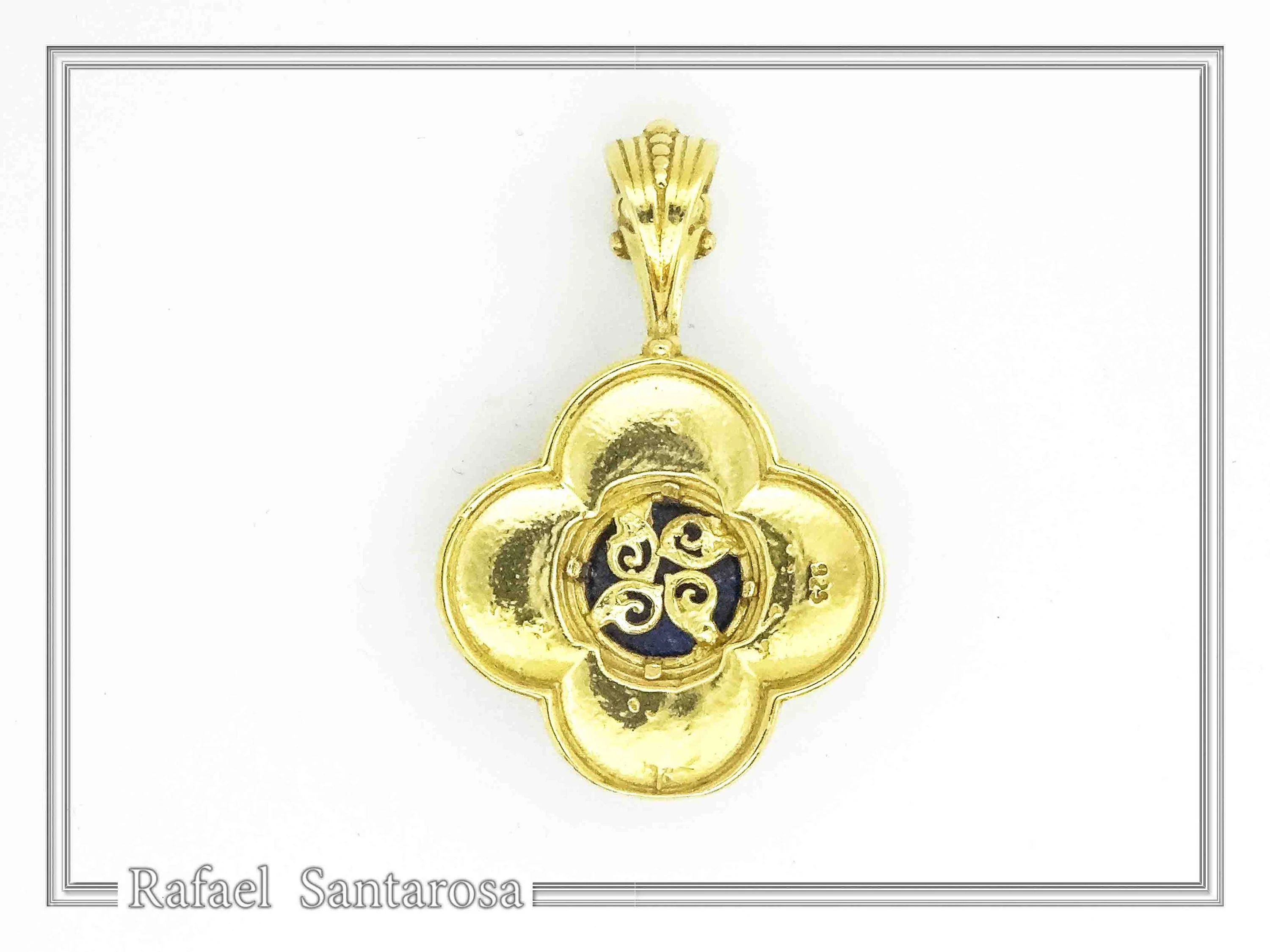Natural Lapis Lazuli Byzantine Filigree Cross Pendant: 18K Gold-Filled Sterling Silver — additional product image 8 from Rafael Santarosa Fine Jewelry