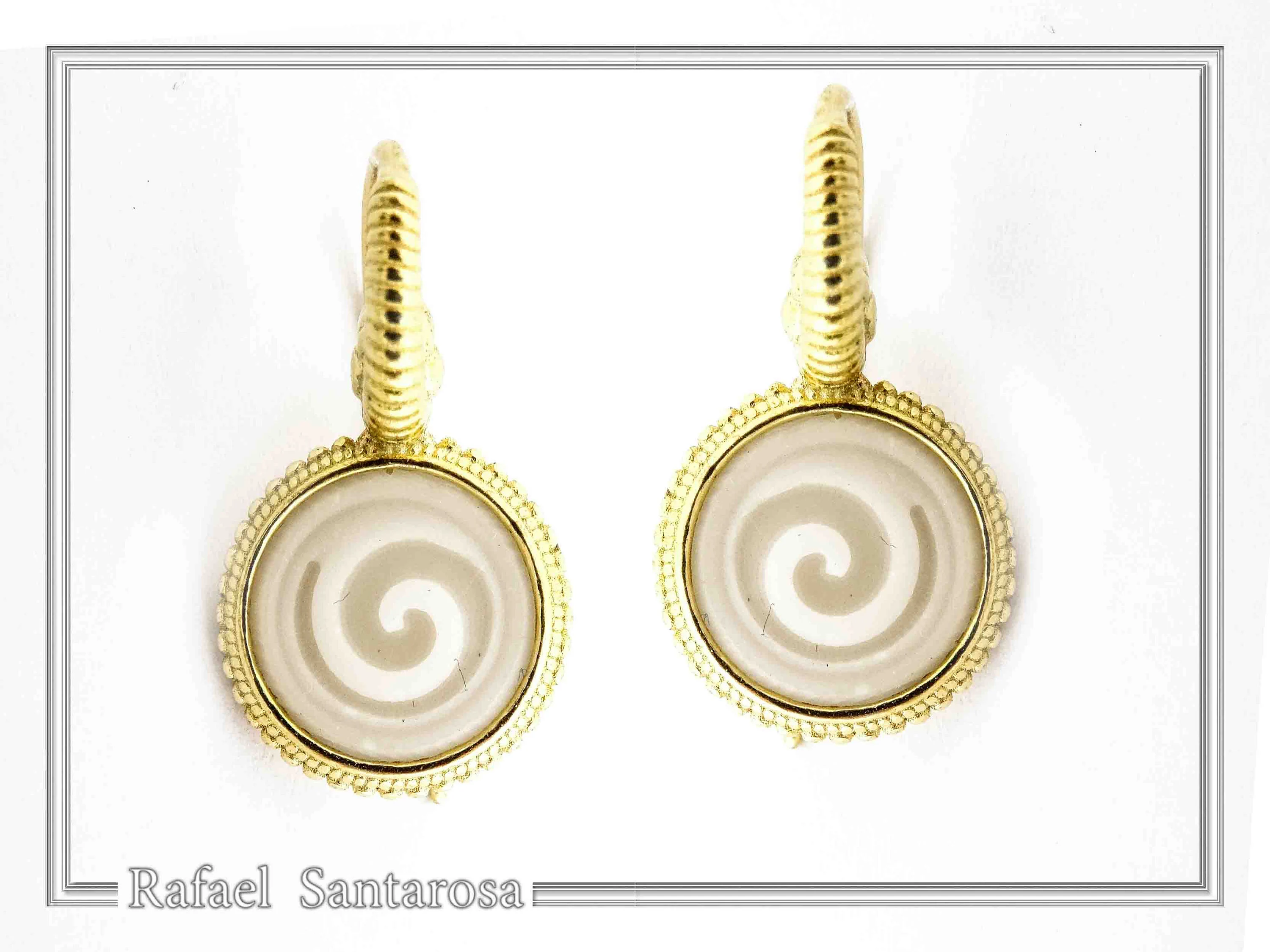Greek Spiral Marble Engraved Earrings: 18K Gold-Filled Sterling Silver Greek Museum Replica — additional product image 4 from Rafael Santarosa Fine Jewelry