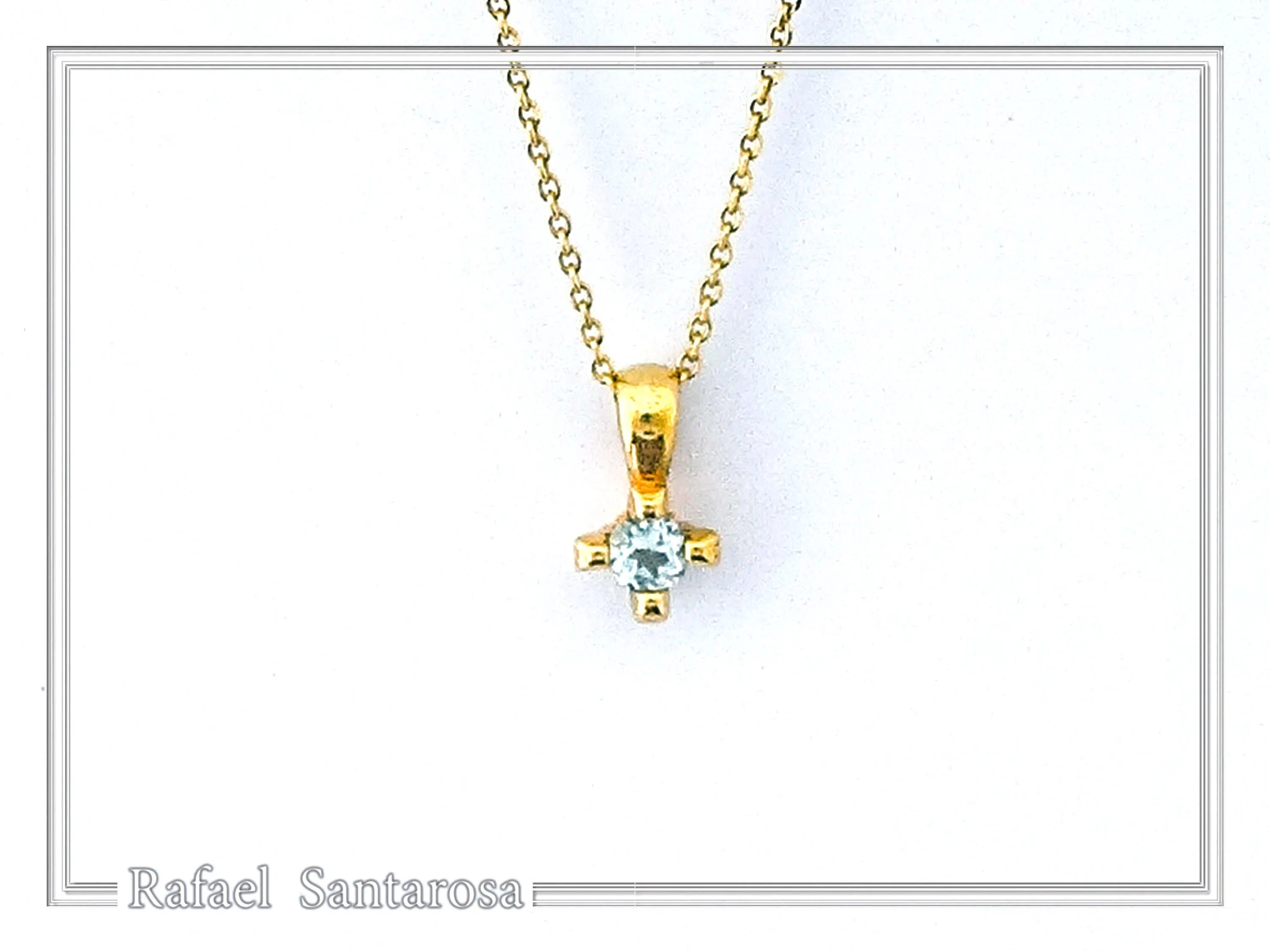 18K Solid Gold Tiny Minimal Natural Gemstone Pendant: Brillant cut Amethyst, Peridot, Garnet, Topaz — additional product image 3 from Rafael Santarosa Fine Jewelry