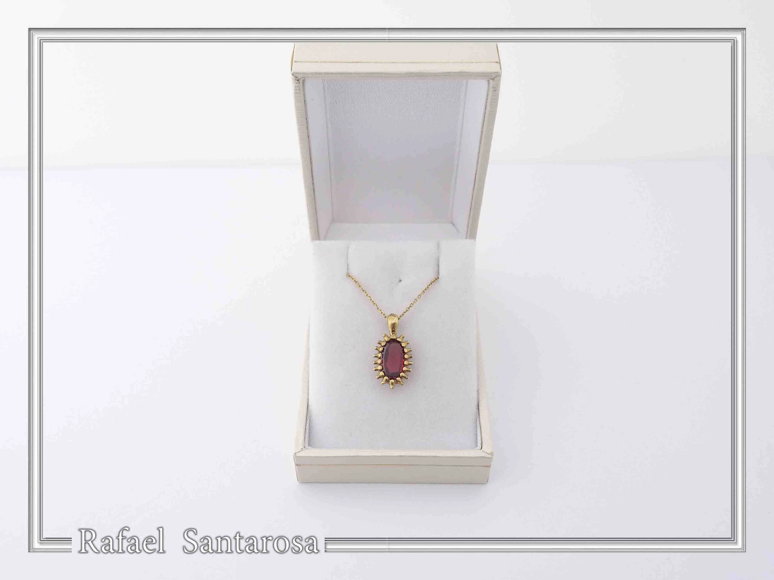 Handmade Garnet Pendant: Sterling Silver 18K Gold-Filled Bezel — additional product image 9 from Rafael Santarosa Fine Jewelry