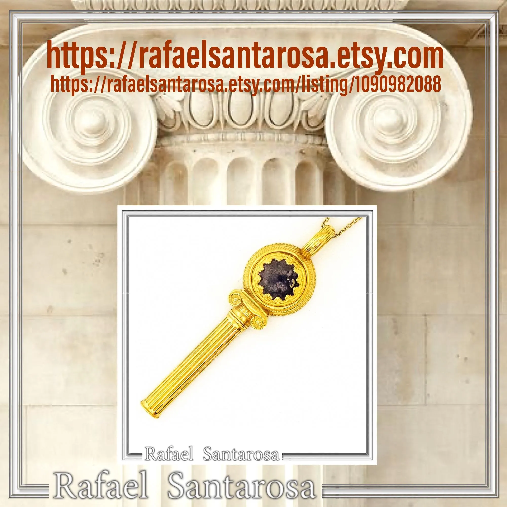 Lapis Lazuli Pendant Ancient Greek Column Necklace: 18K Gold Filled Sterling Silver — additional product image 10 from Rafael Santarosa Fine Jewelry
