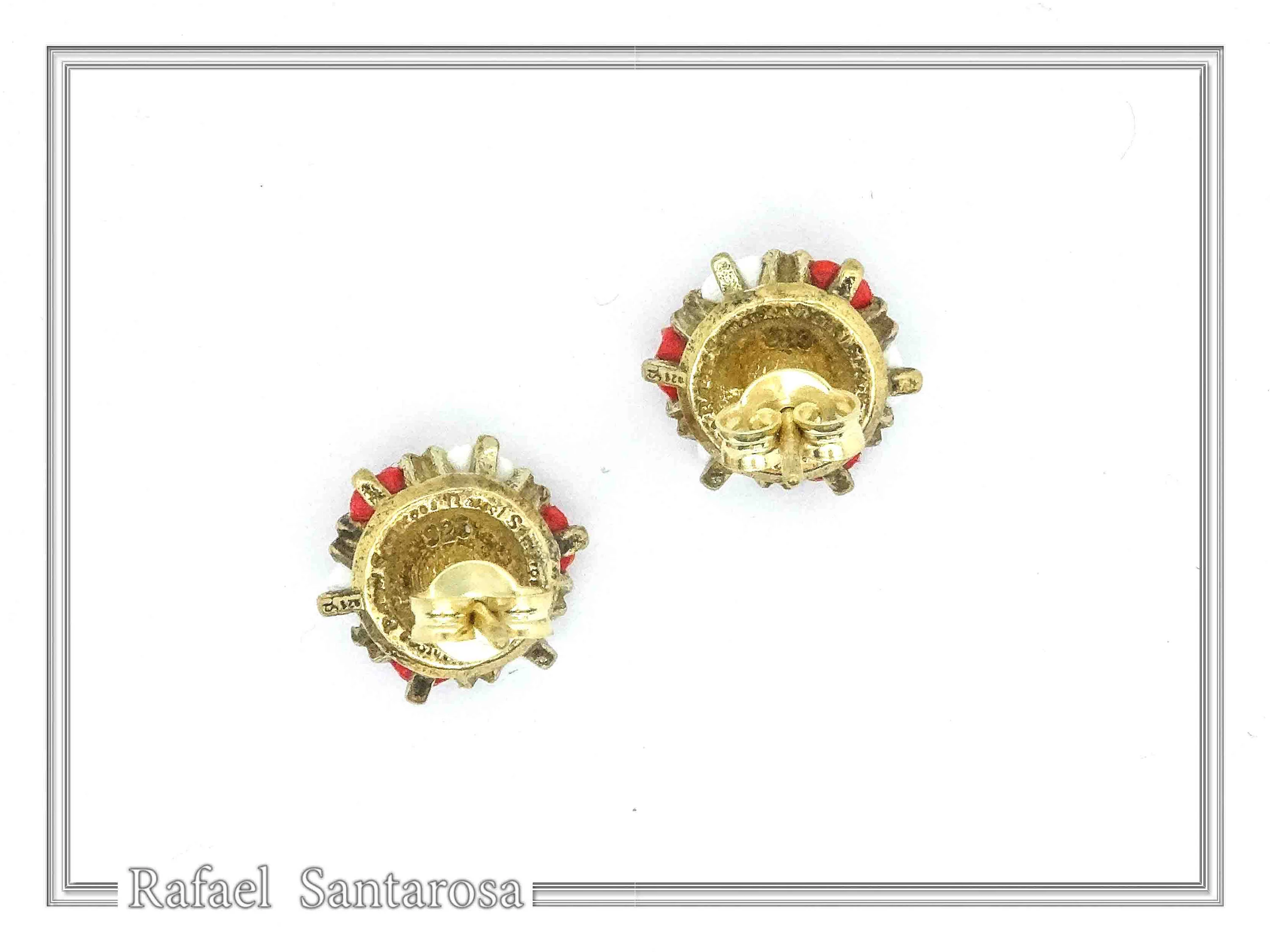 Floral Rose Flowers Shaped Alabaster Gems Stud Earrings: Bouquet of roses Silver Earrings — additional product image 7 from Rafael Santarosa Fine Jewelry