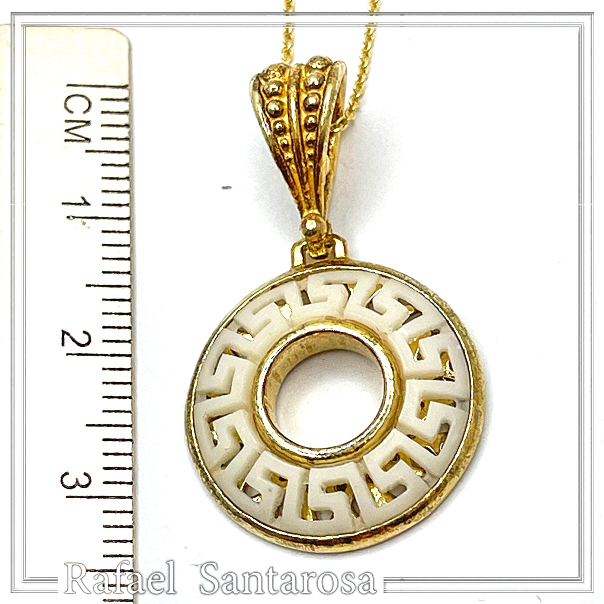 Greek Key Maiandros Marble Sculptured Pendant: 18K Gold Filled Sterling Silver Museum Inspired Necklace — additional product image 7 from Rafael Santarosa Fine Jewelry