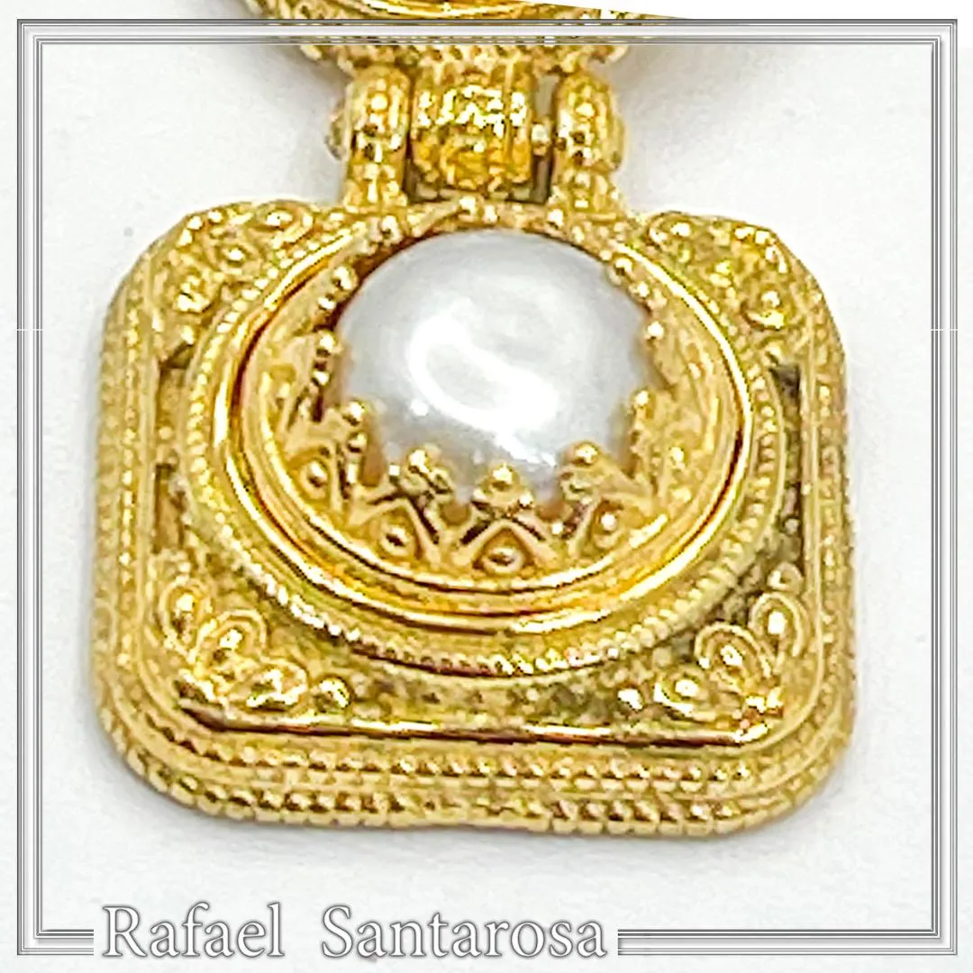 Natural pearl Byzantine Filigree Dangle Pendant: Sterling Silver 18K Gold Filled — additional product image 9 from Rafael Santarosa Fine Jewelry