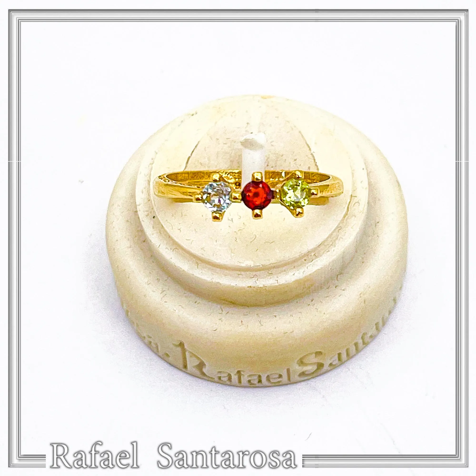 Sterling Silver 18k Gold Filled Ring with Garnet Topaz Peridot Handmade Modern Jewelry Design — additional product image 5 from Rafael Santarosa Fine Jewelry