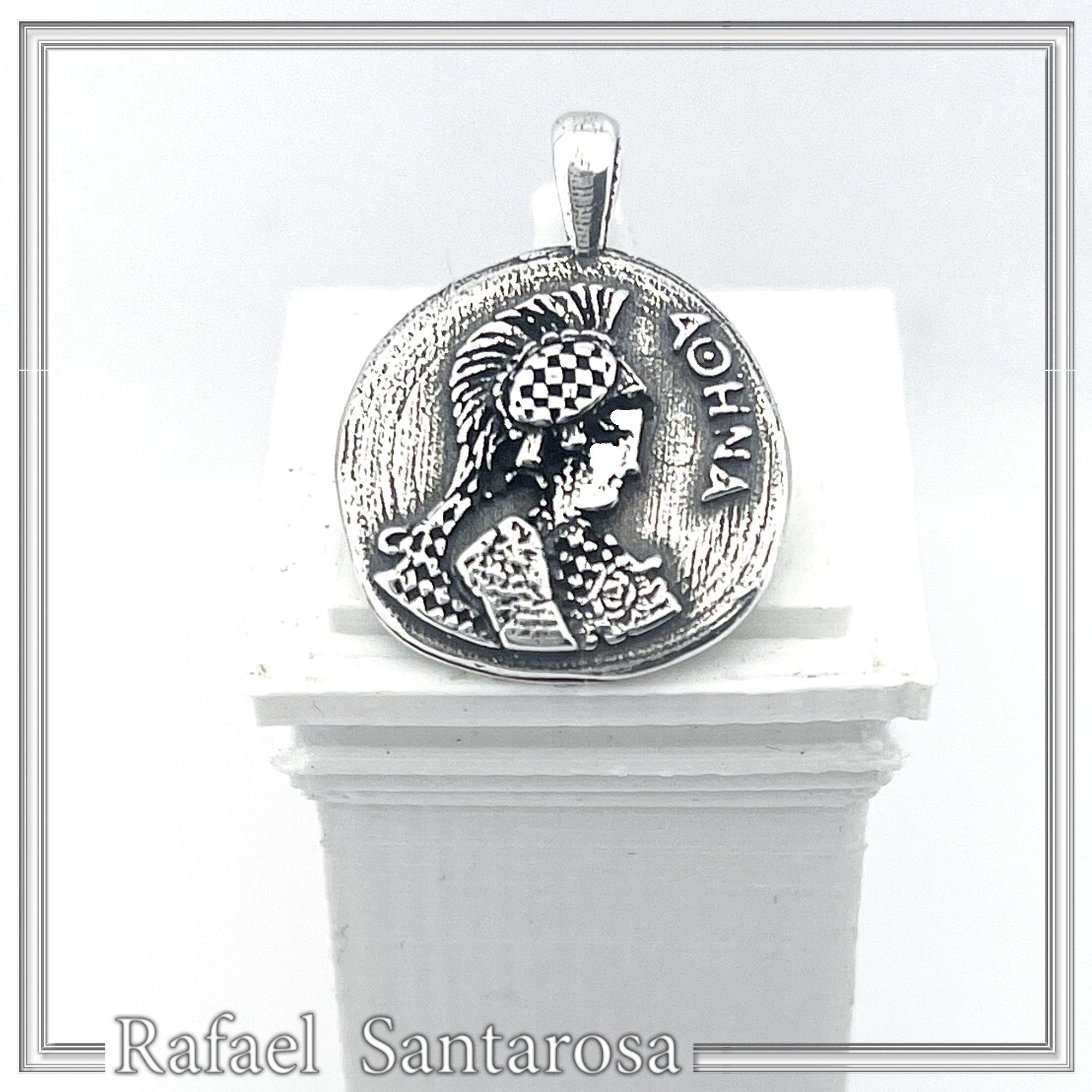 Athena Goddess Victorious Coin Pendant: Greek Museum Replica Oxidized Sterling Silver — additional product image 4 from Rafael Santarosa Fine Jewelry