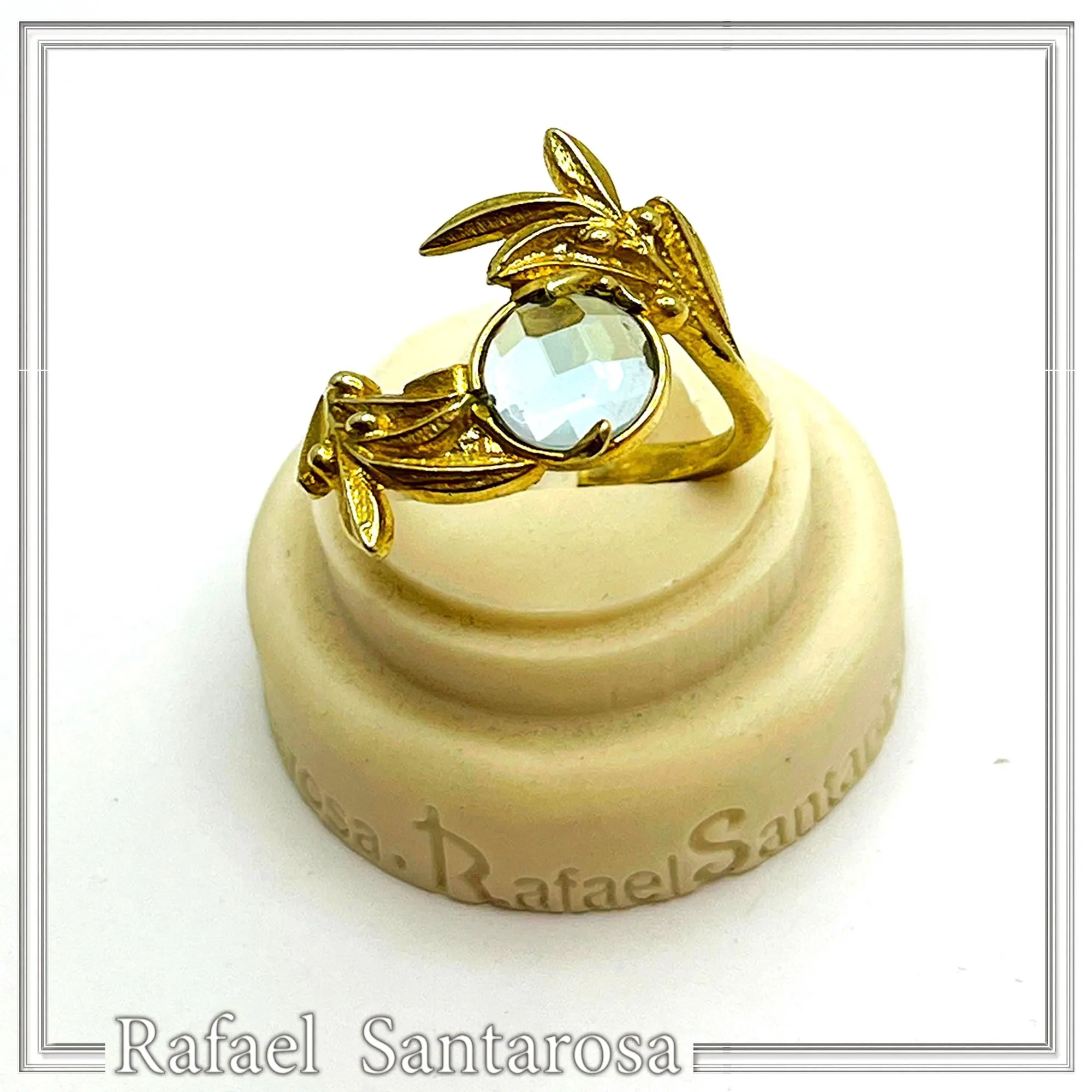 Floral Olive Leaf Ring: Adjustable Boho Birthstone Sterling Silver 18K gold filled Ring — additional product image 5 from Rafael Santarosa Fine Jewelry