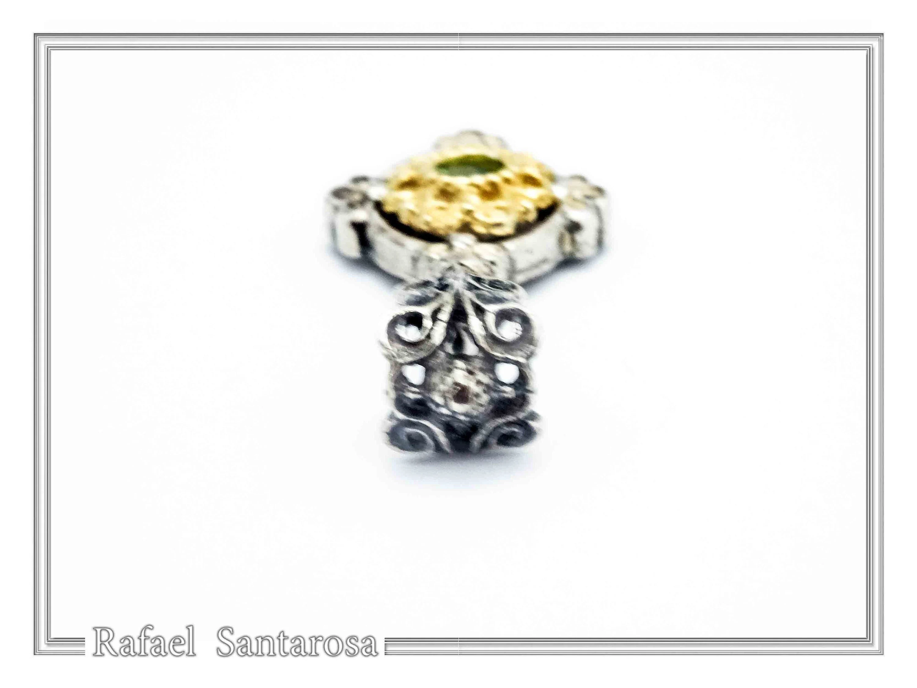 Genuine Peridot Byzantine Style Drop Necklace: Oxidized and 18K Gold Filled Sterling Silver — additional product image 7 from Rafael Santarosa Fine Jewelry