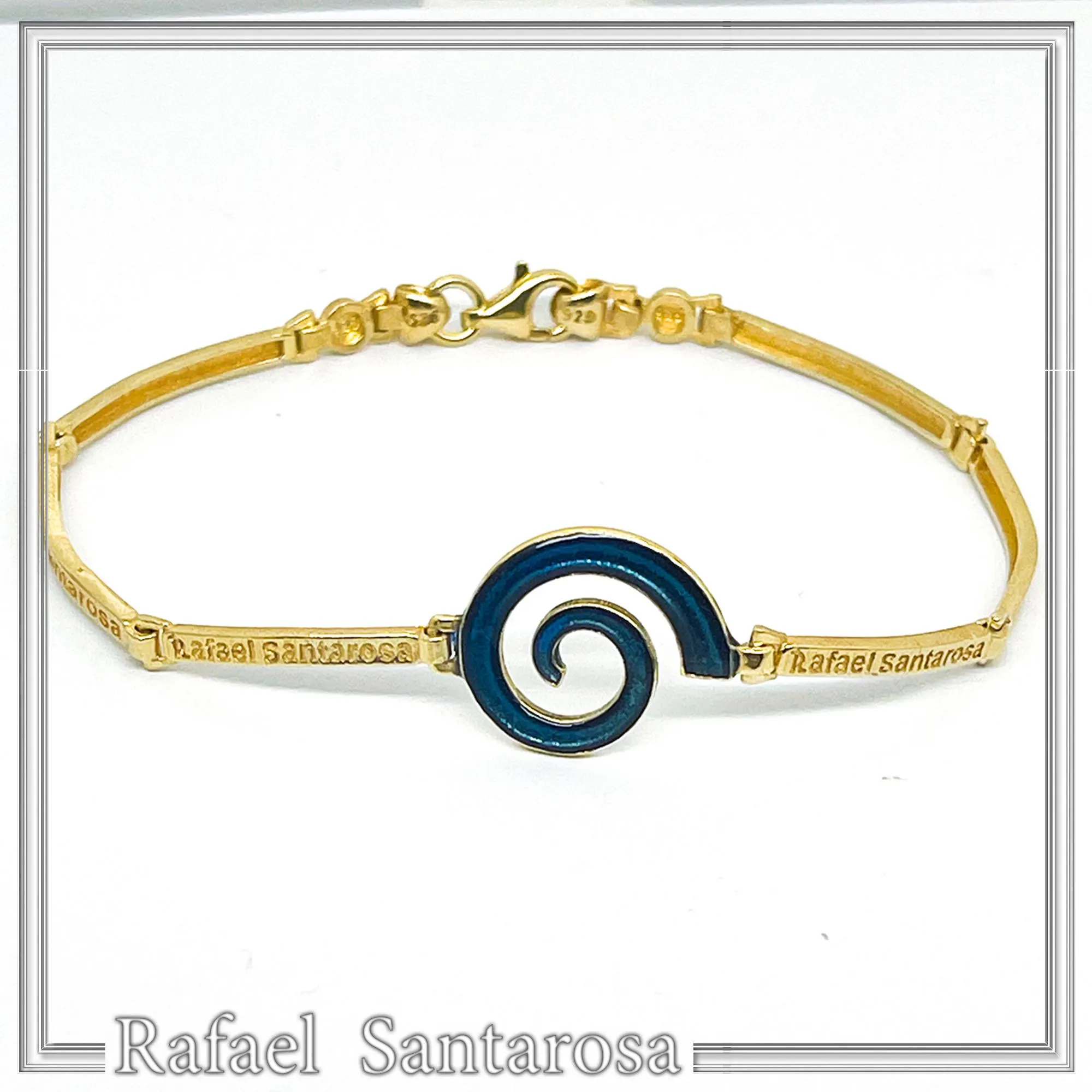 Spiral Sea Blue Enamel Charm Bracelet: Eternity Symbol of Galaxy 18K Gold Filled Silver — additional product image 4 from Rafael Santarosa Fine Jewelry