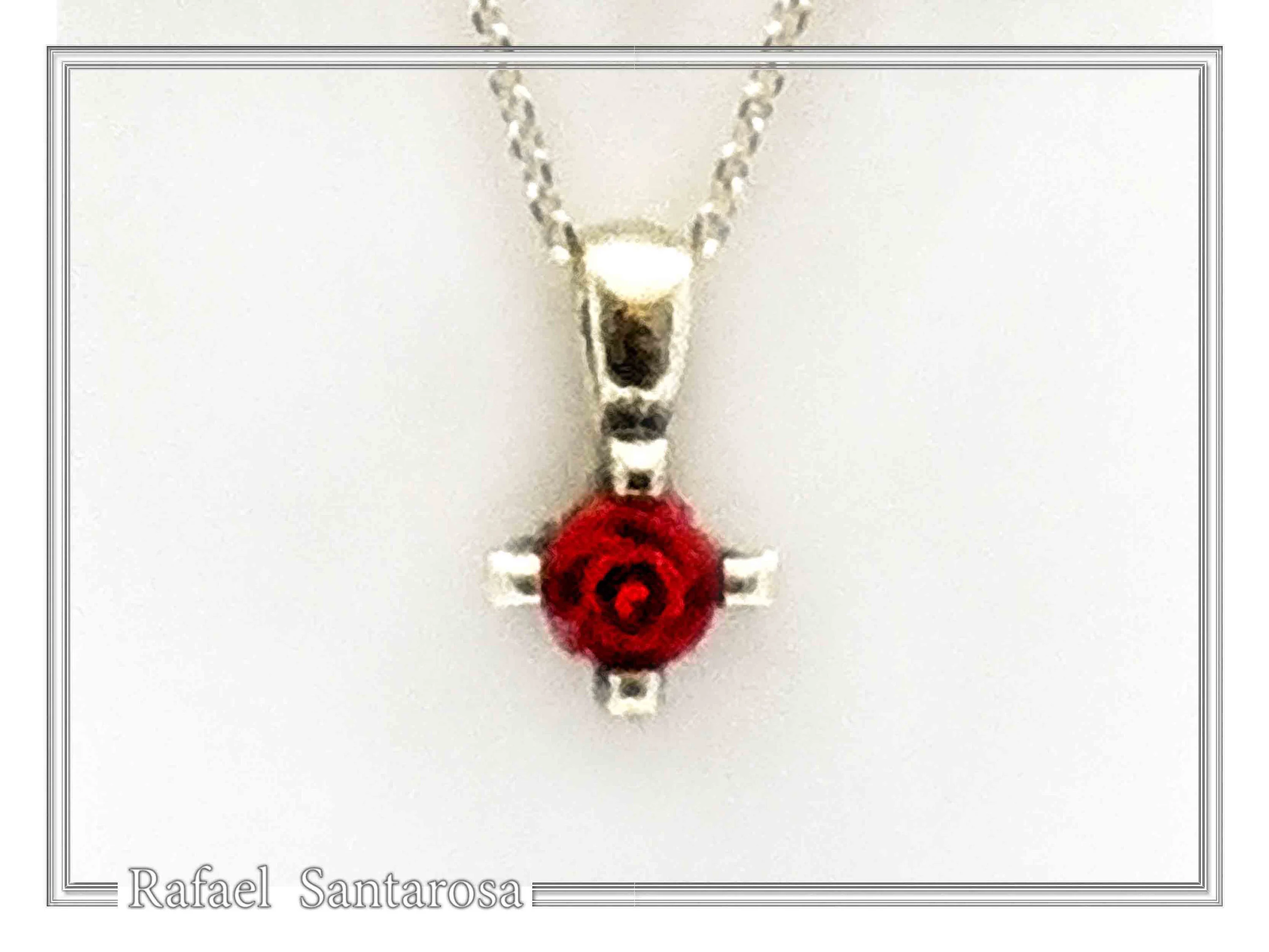 Rose Flower Pendant: Handmade Sculptured Alabaster and 18K Gold-Filled Sterling Silver Necklace — additional product image 4 from Rafael Santarosa Fine Jewelry