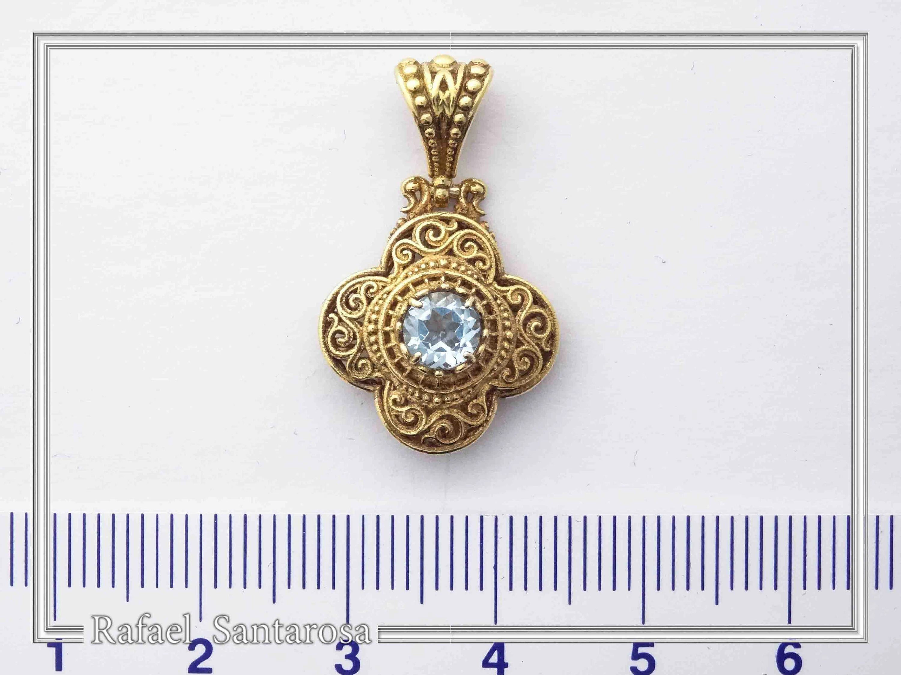 Byzantine Cross Pendant Sterling Silver 18k Gold Filled Peridot 5mm Gemstone Brilliant Cut Necklace — additional product image 10 from Rafael Santarosa Fine Jewelry