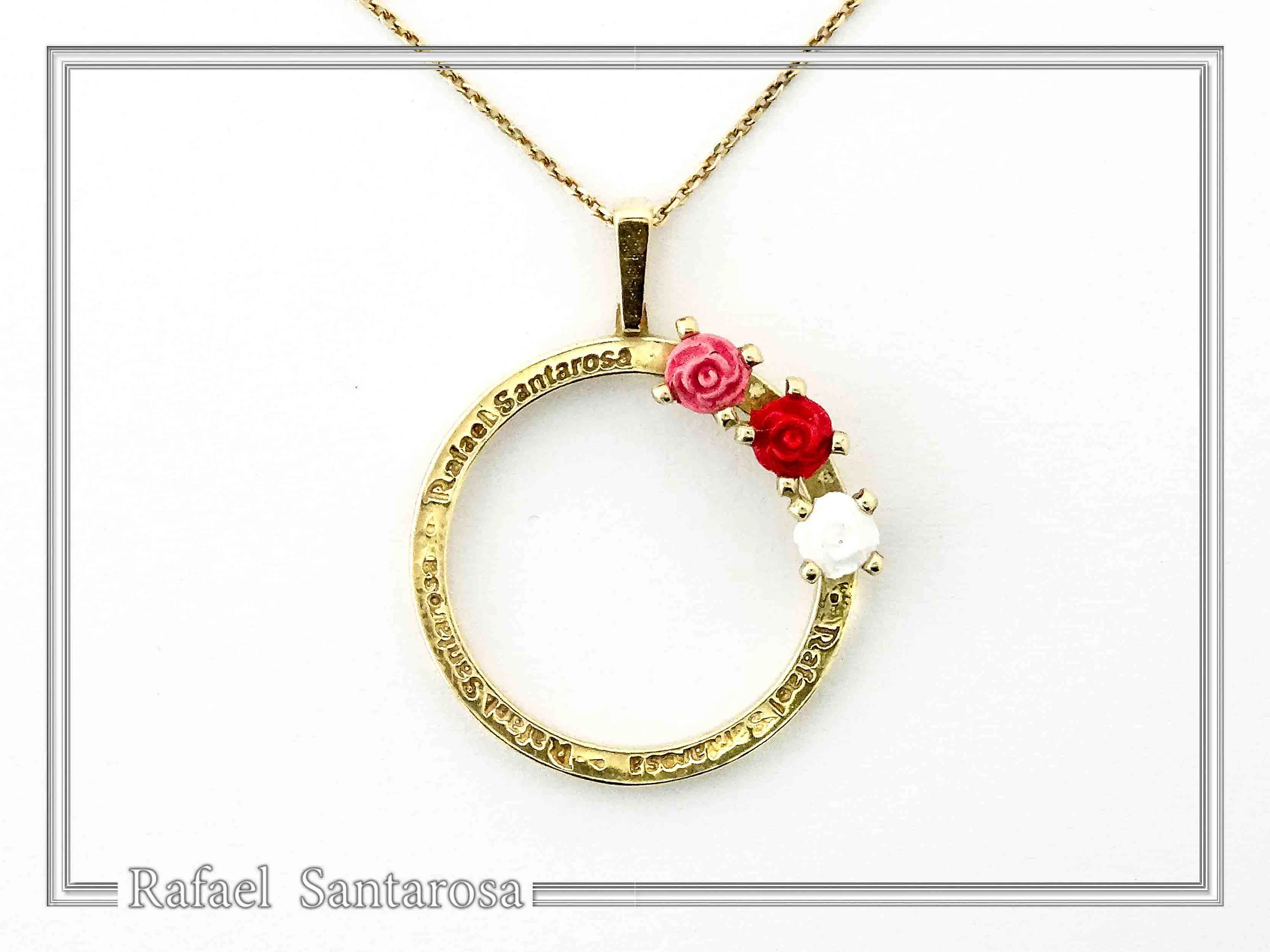 Rose Flowers Alabaster Gems Floral Charm for Girls: Sterling Silver 18K Gold Filled Necklace — additional product image 5 from Rafael Santarosa Fine Jewelry