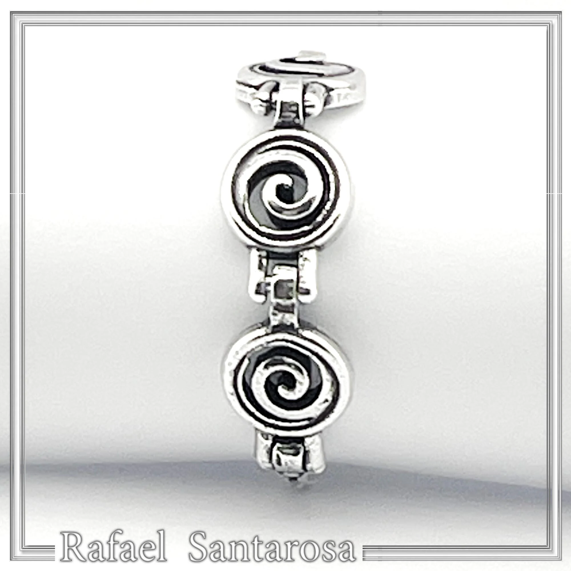 Spiral Eternity Symbol Beaded Ring: Handmade Oxidized Sterling Silver — additional product image 7 from Rafael Santarosa Fine Jewelry
