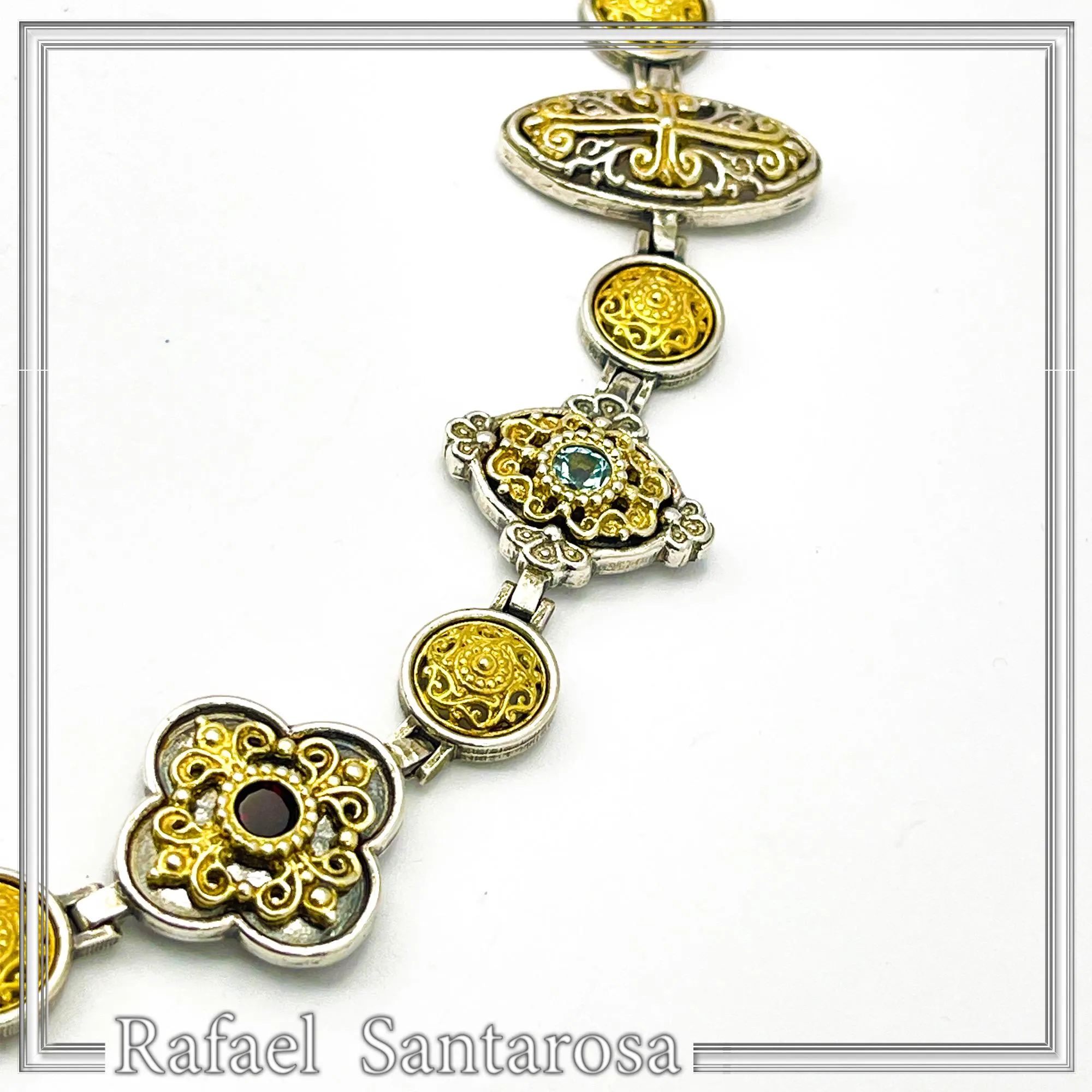 Handmade Byzantine Necklace Sterling Silver Oxidized 18K Gold Filled Topaz Amethyst Peridot Garnet Jewelry — additional product image 5 from Rafael Santarosa Fine Jewelry