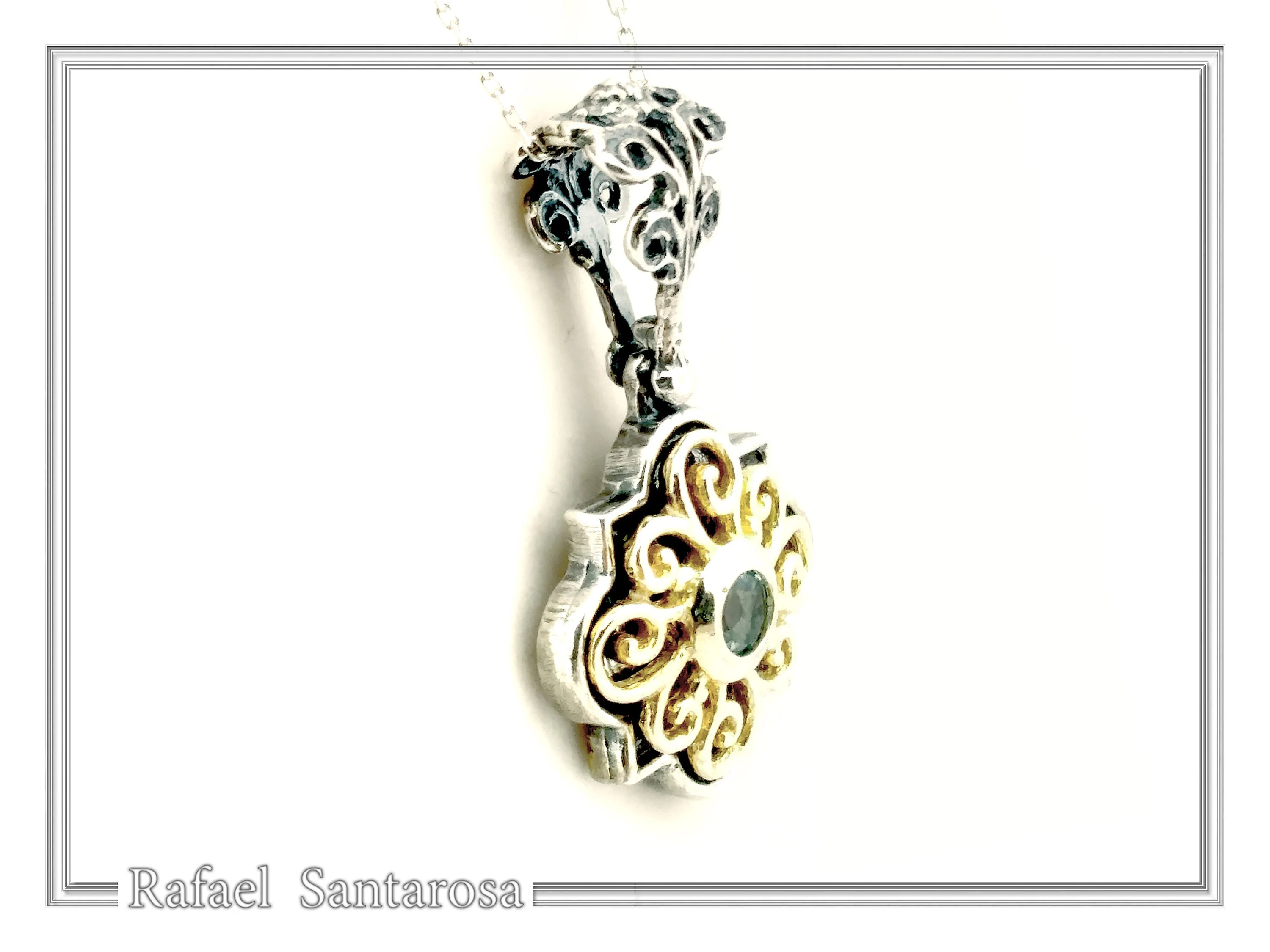 Genuine Peridot, Amethyst, Topaz, Pearl or Garnet Byzantine Necklace: Oxidized and Gold Filed Silver — additional product image 7 from Rafael Santarosa Fine Jewelry