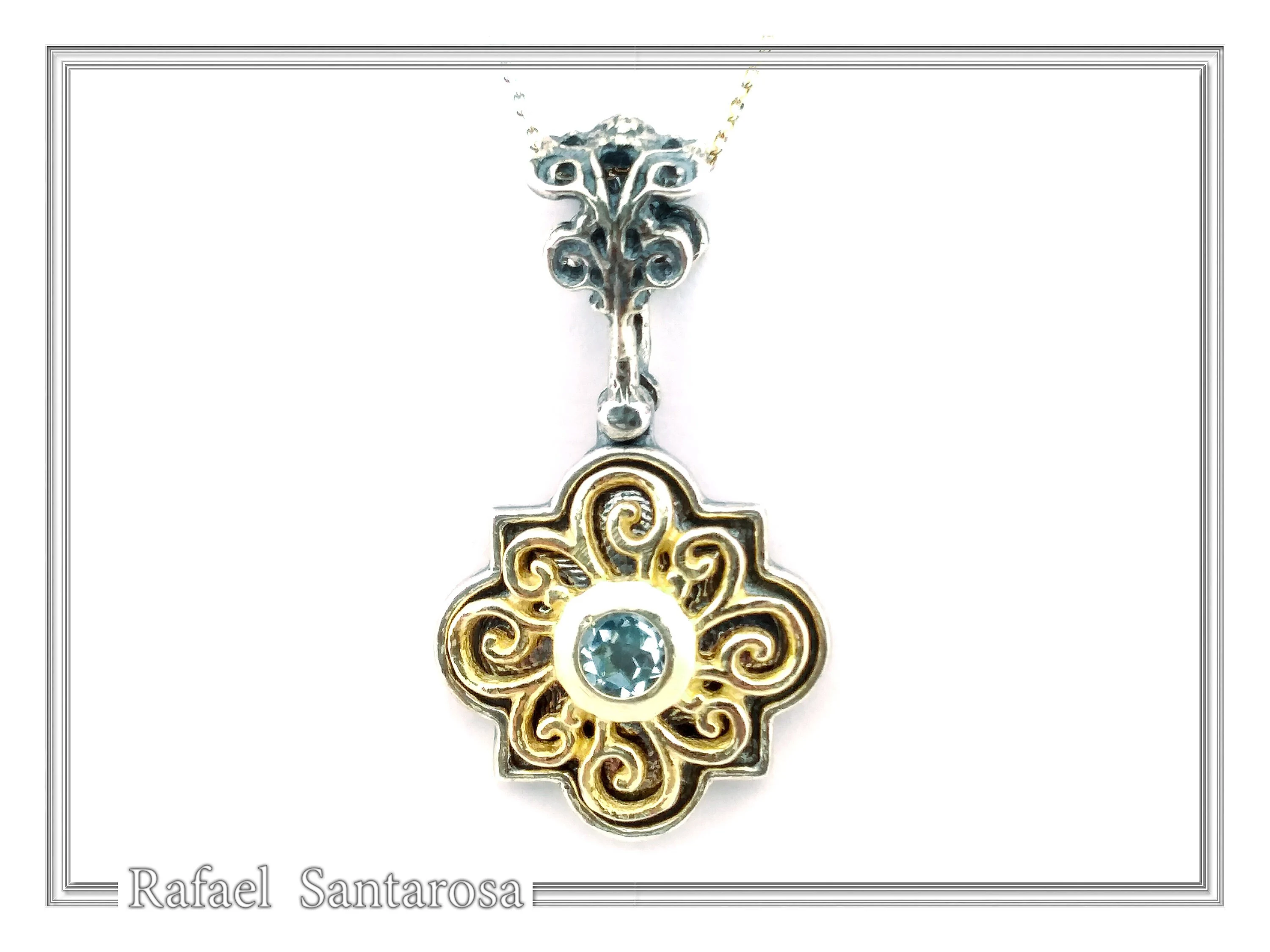 Genuine Peridot, Amethyst, Topaz, Pearl or Garnet Byzantine Necklace: Oxidized and Gold Filed Silver — additional product image 6 from Rafael Santarosa Fine Jewelry