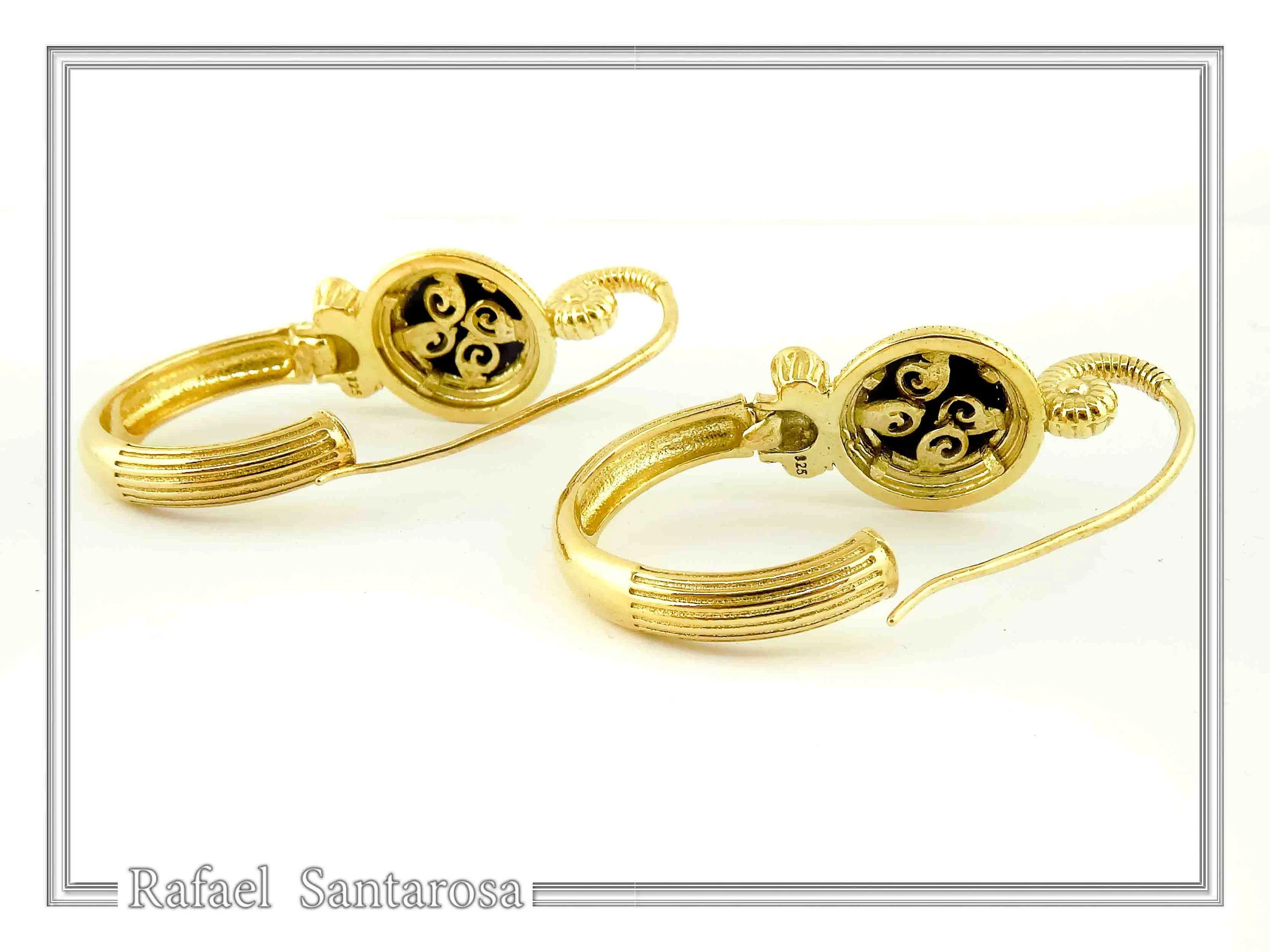 Genuine Lapis Lazuli Greek Column Hoop Earrings: 18K Gold-Filled Sterling Silver, Museum Jewelry — additional product image 6 from Rafael Santarosa Fine Jewelry