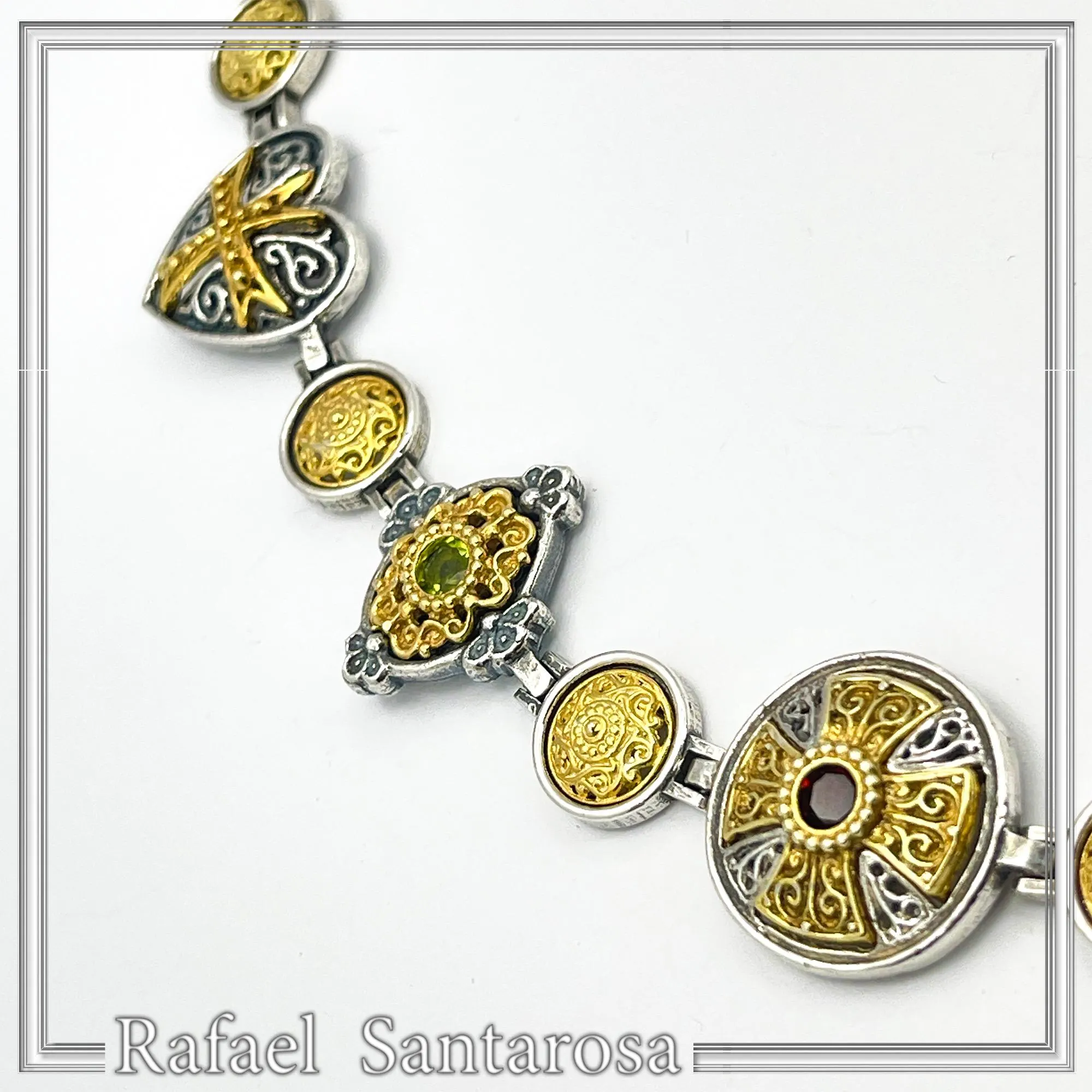 Handmade Byzantine Necklace Sterling Silver Oxidized 18K Gold Filled Topaz Amethyst Peridot Garnet Jewelry — additional product image 7 from Rafael Santarosa Fine Jewelry