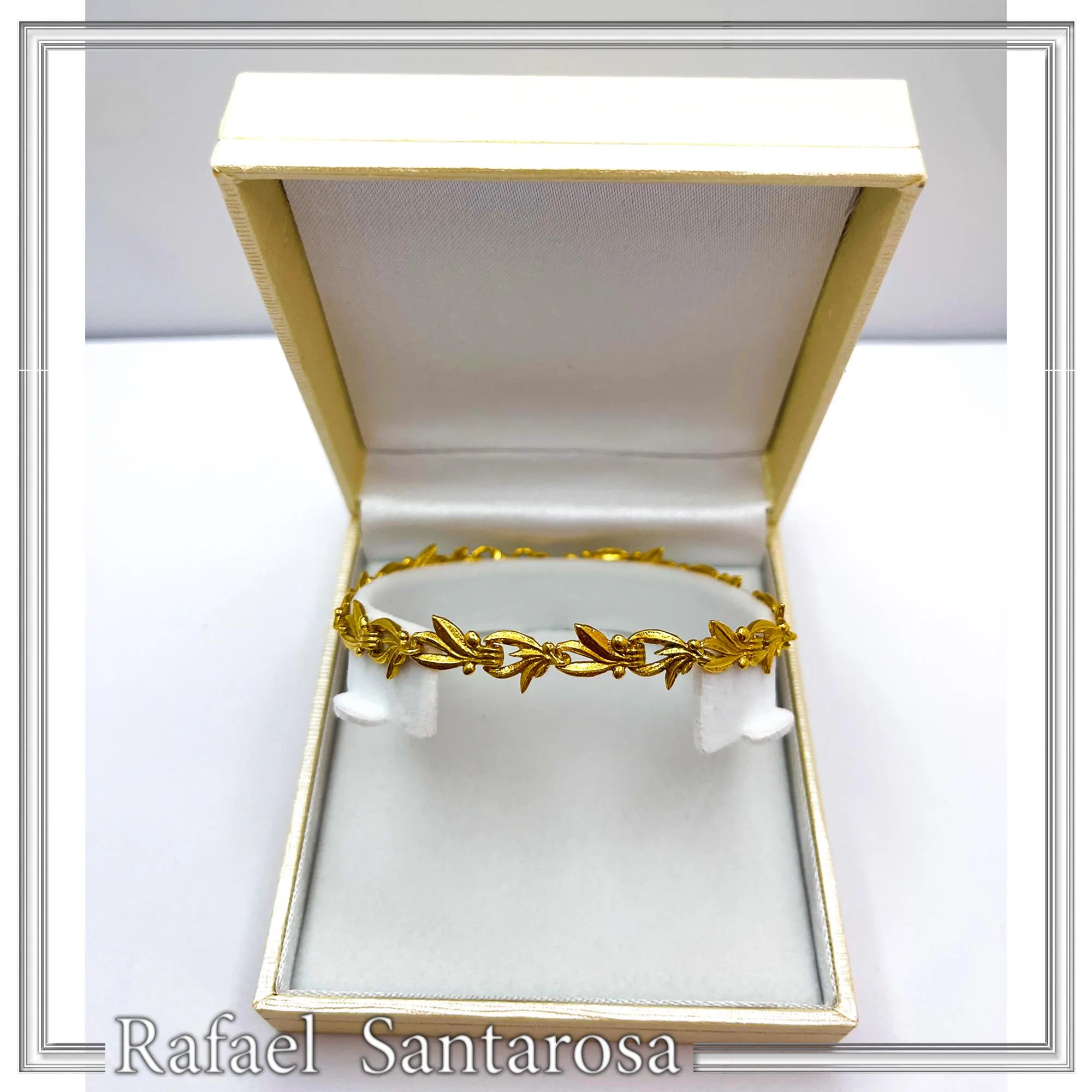 Olive Leaf Floral Beaded Bracelet: Sterling Silver 18K Gold Filled Greek Museum Jewelry — additional product image 10 from Rafael Santarosa Fine Jewelry