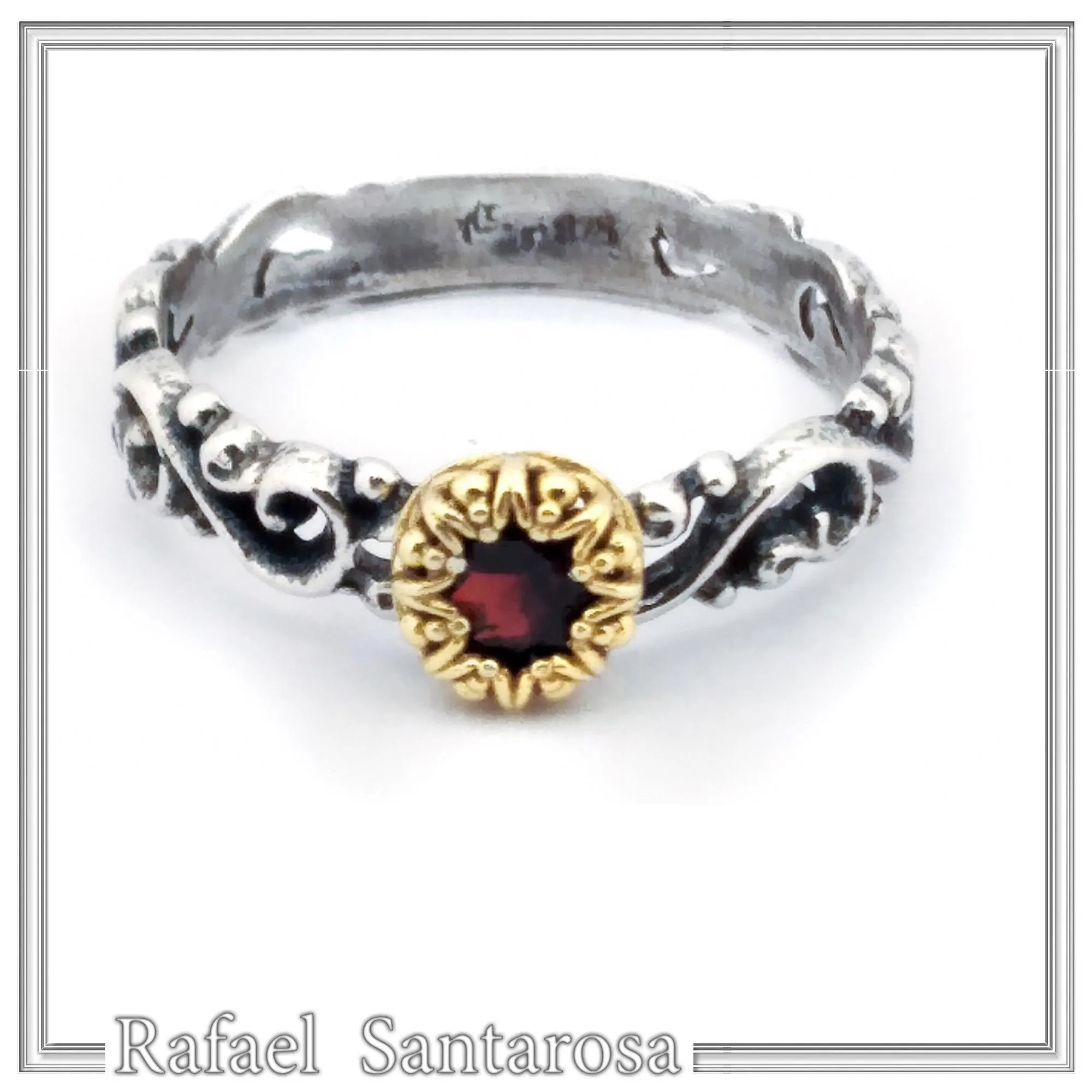 Genuine Gemstones Stacking Ring: Oxidized Sterling Silver & Gold-Filled Bezel — additional product image 4 from Rafael Santarosa Fine Jewelry