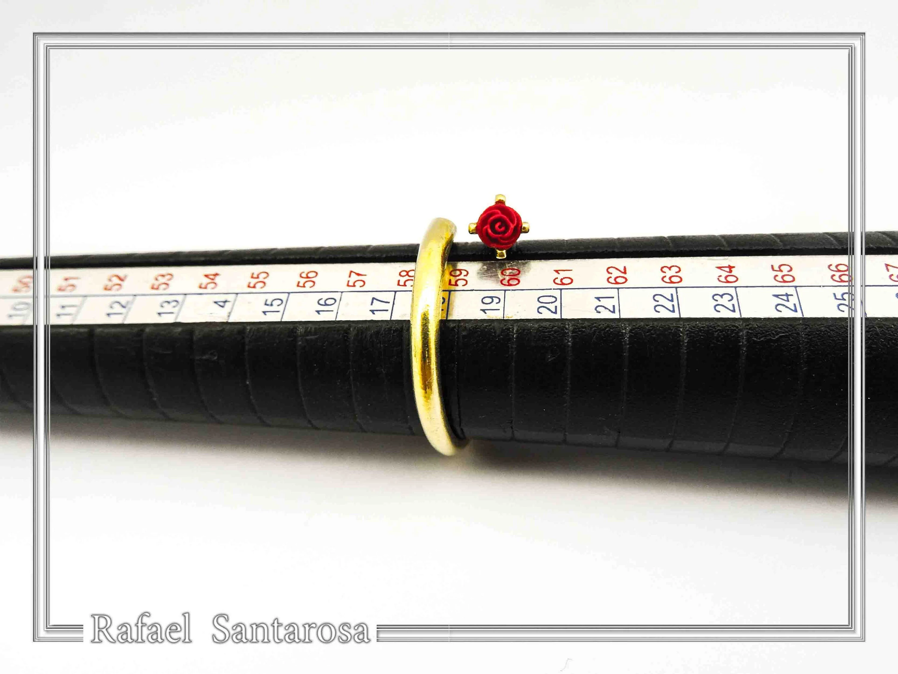 Adjustable Band with Alabaster Rose flower gem: Handmade Sterling Silver 18K Gold-Filled Ring — additional product image 8 from Rafael Santarosa Fine Jewelry