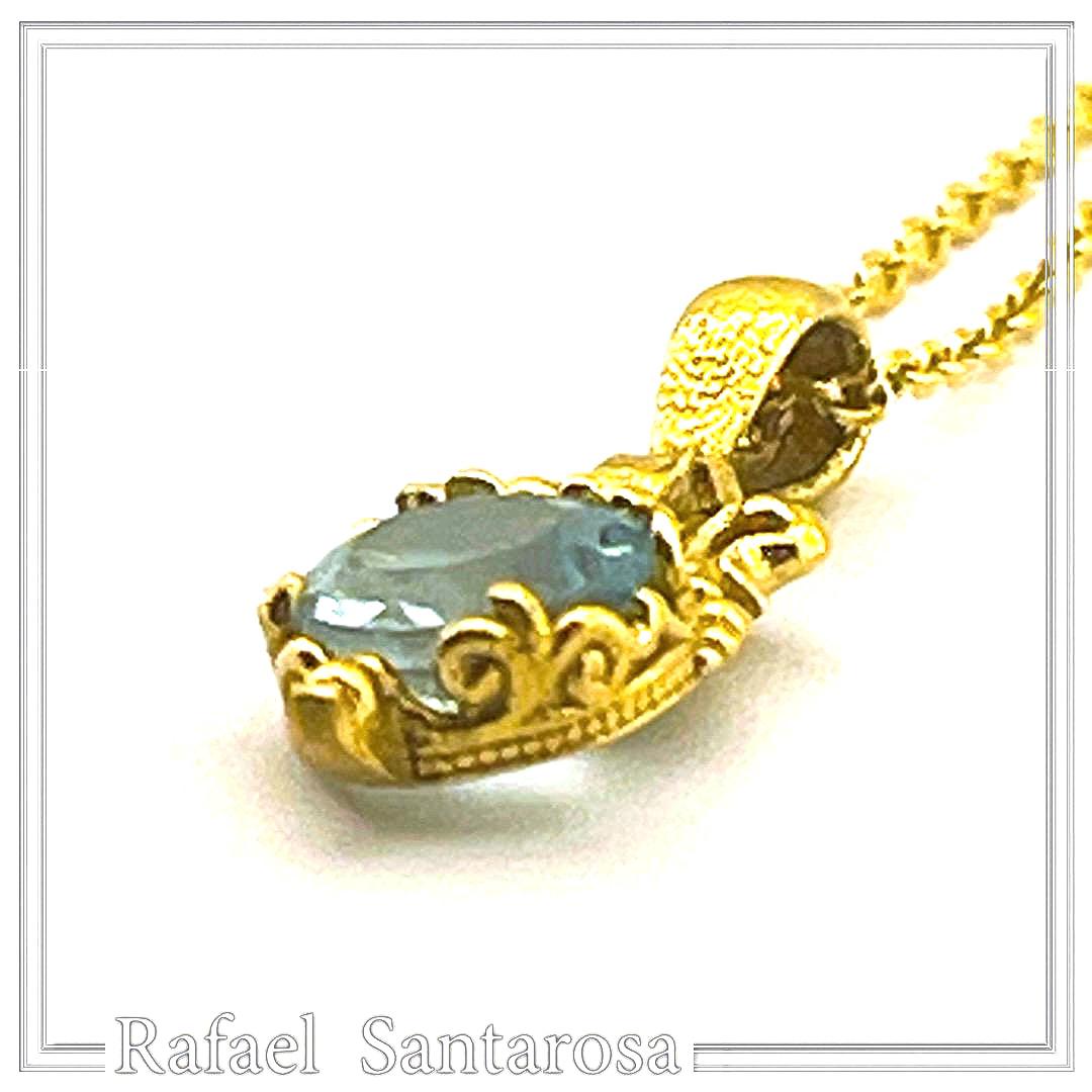 Natural Topaz Filigree Charm Necklace: 18K Gold-Filled Sterling Silver Delicate Tiny Pendant — additional product image 3 from Rafael Santarosa Fine Jewelry