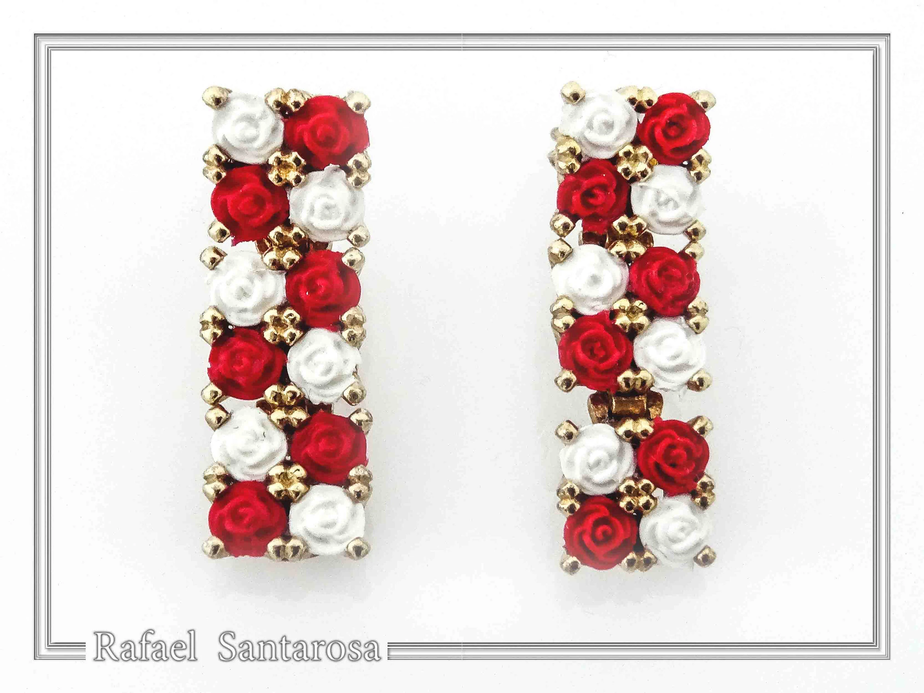 Rose Flowers alabaster gems pave Earrings: Sterling Silver Gold-Filled Floral Studs — additional product image 4 from Rafael Santarosa Fine Jewelry