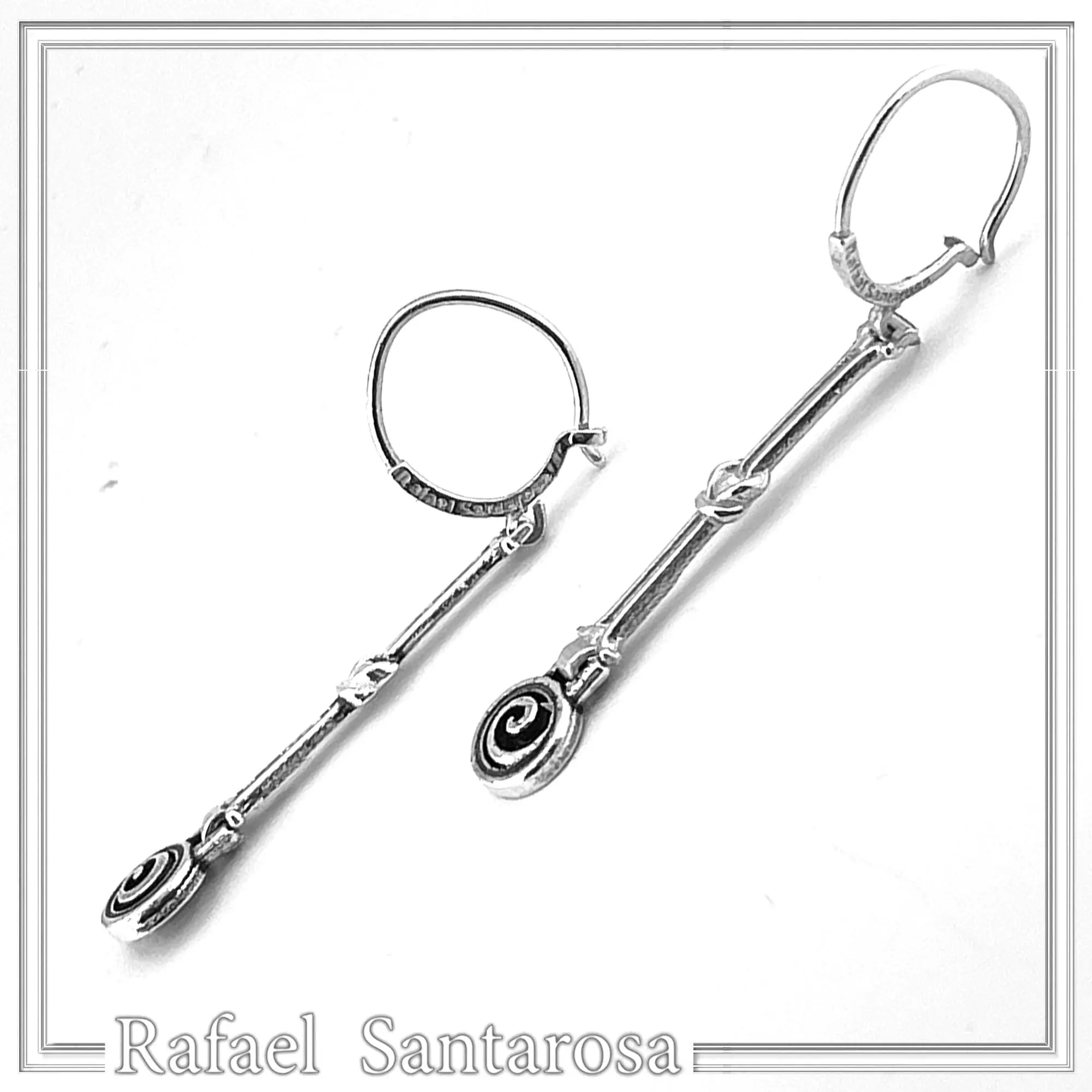 Spiral Dangle Earrings with Hercules Knot design: Sterling Silver Ancient Greek Museum Jewelry — additional product image 3 from Rafael Santarosa Fine Jewelry